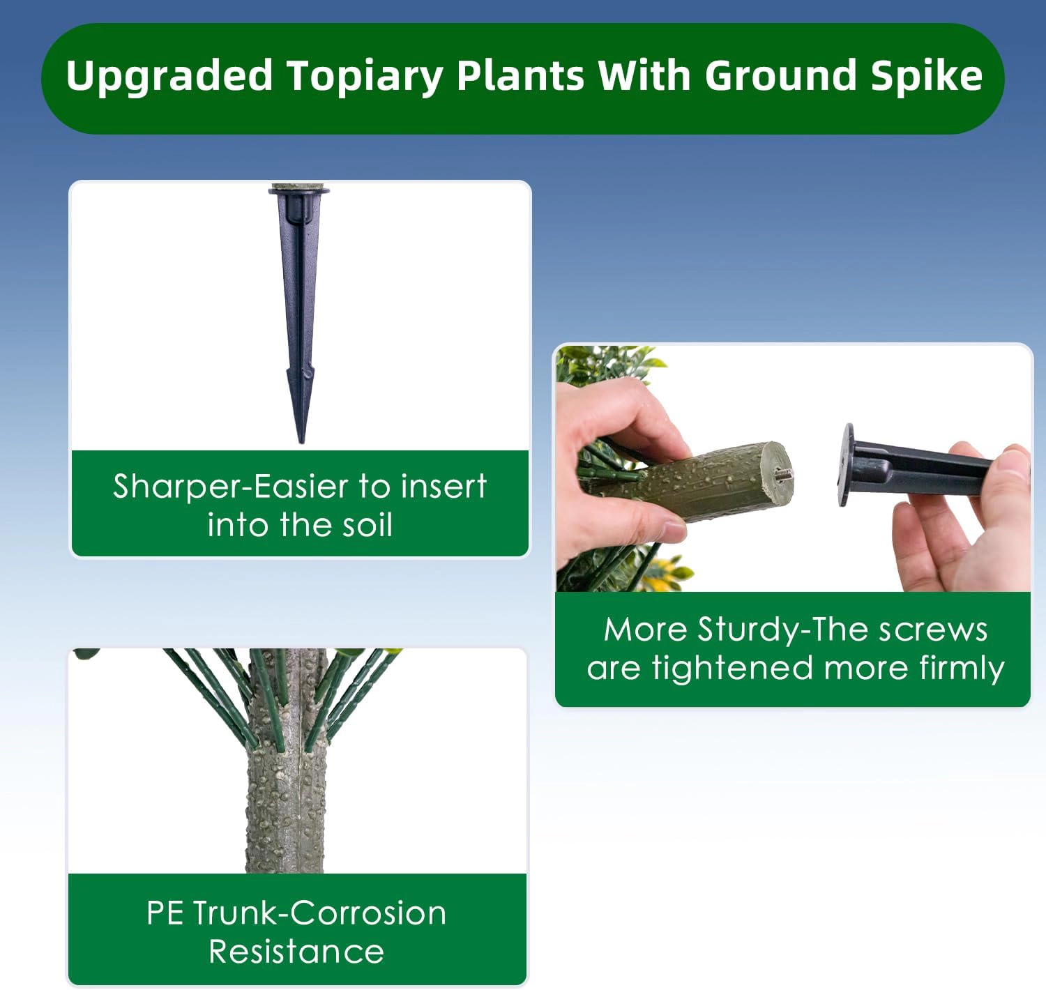43.3" Dual Pack Lifelike Cedar Topiary Trees with Stakes, Faux Potted Evergreen Plants for Front Door, Balcony