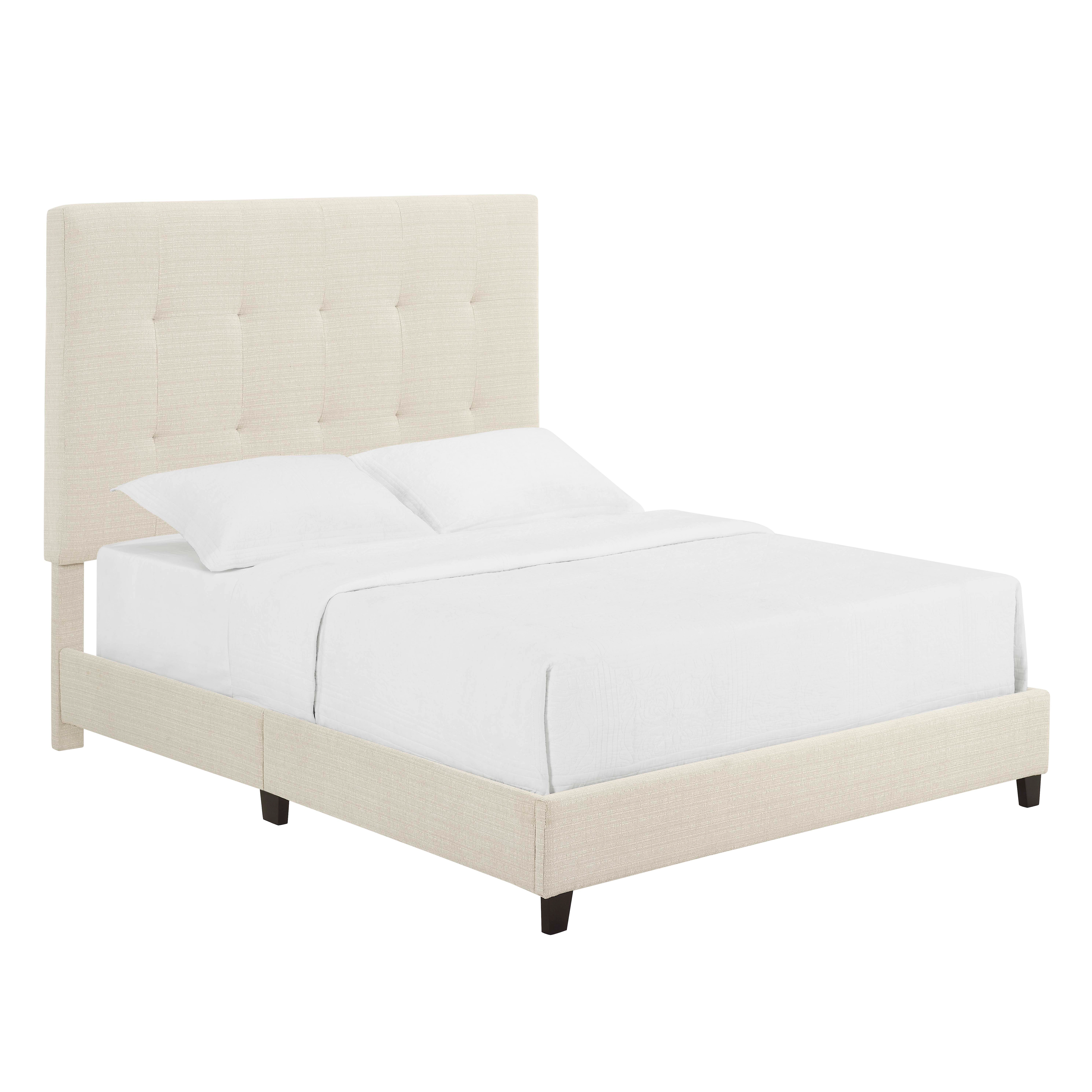 Flynama Queen Beige Tufted Upholstered Platform Bed
