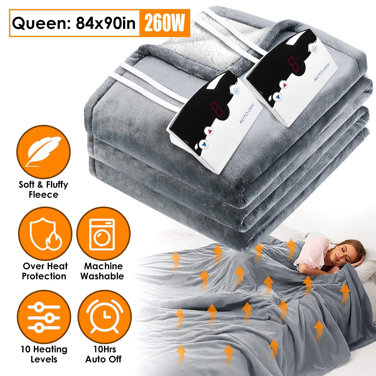 GBruno Dual-Control Heated Fleece Blanket