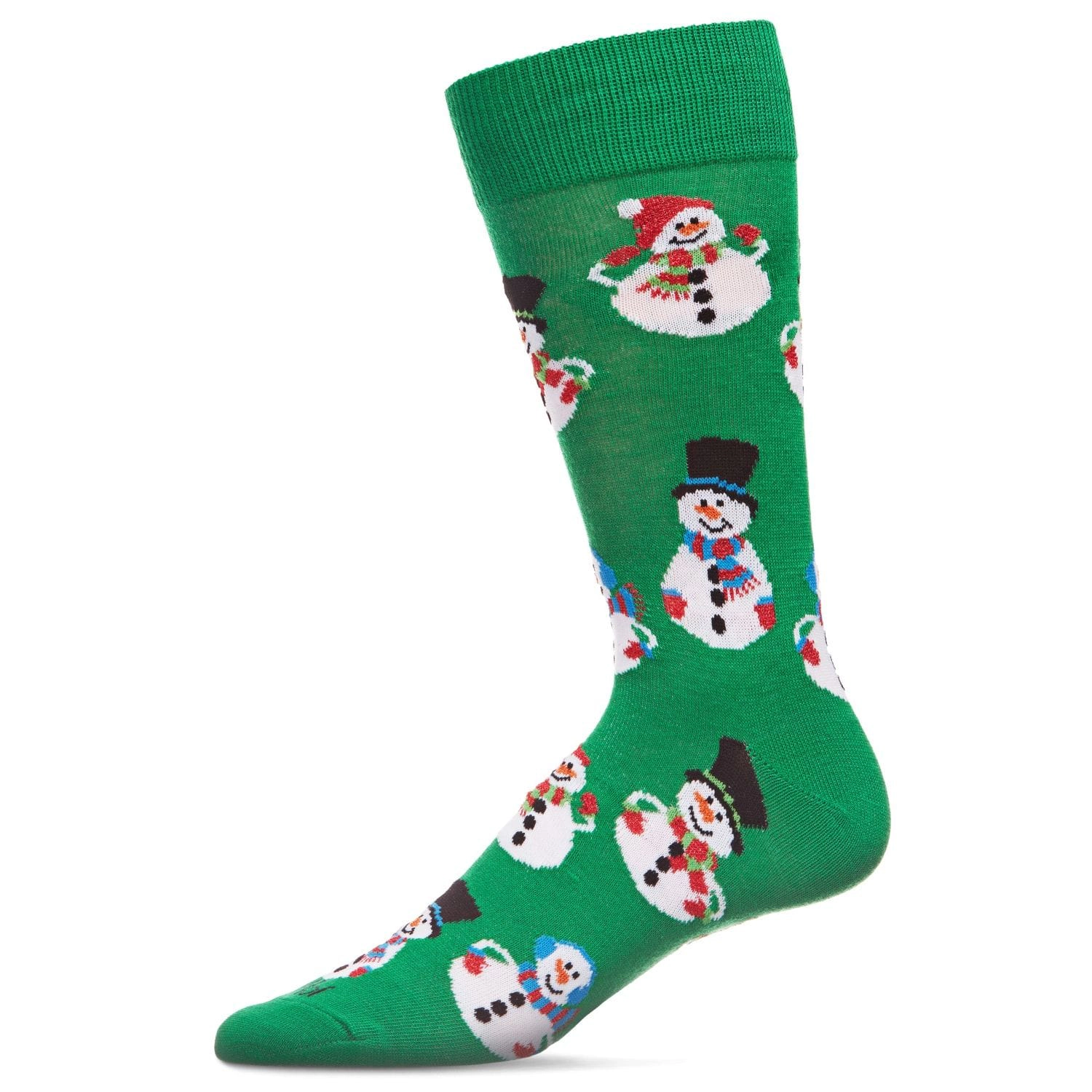 Memoi Men's Jolly Holiday Happy Snowmen Novelty Crew Socks