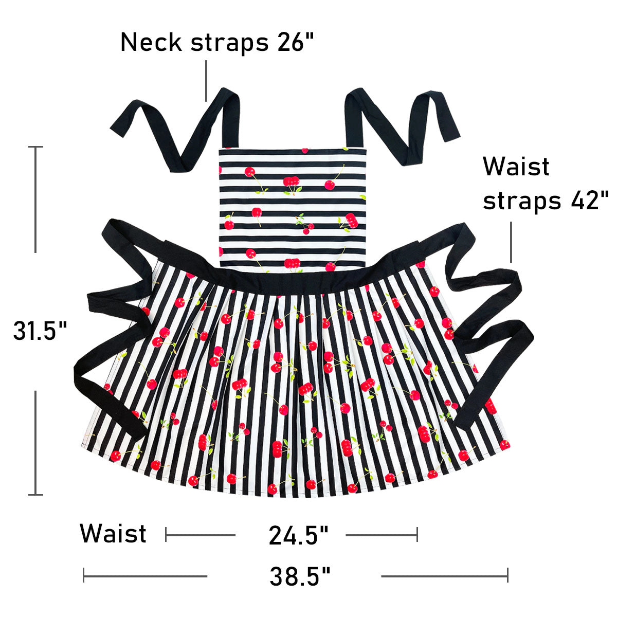 Wrapables Women's Cherries and Stripes Flirty Apron, Mother's Day Gift