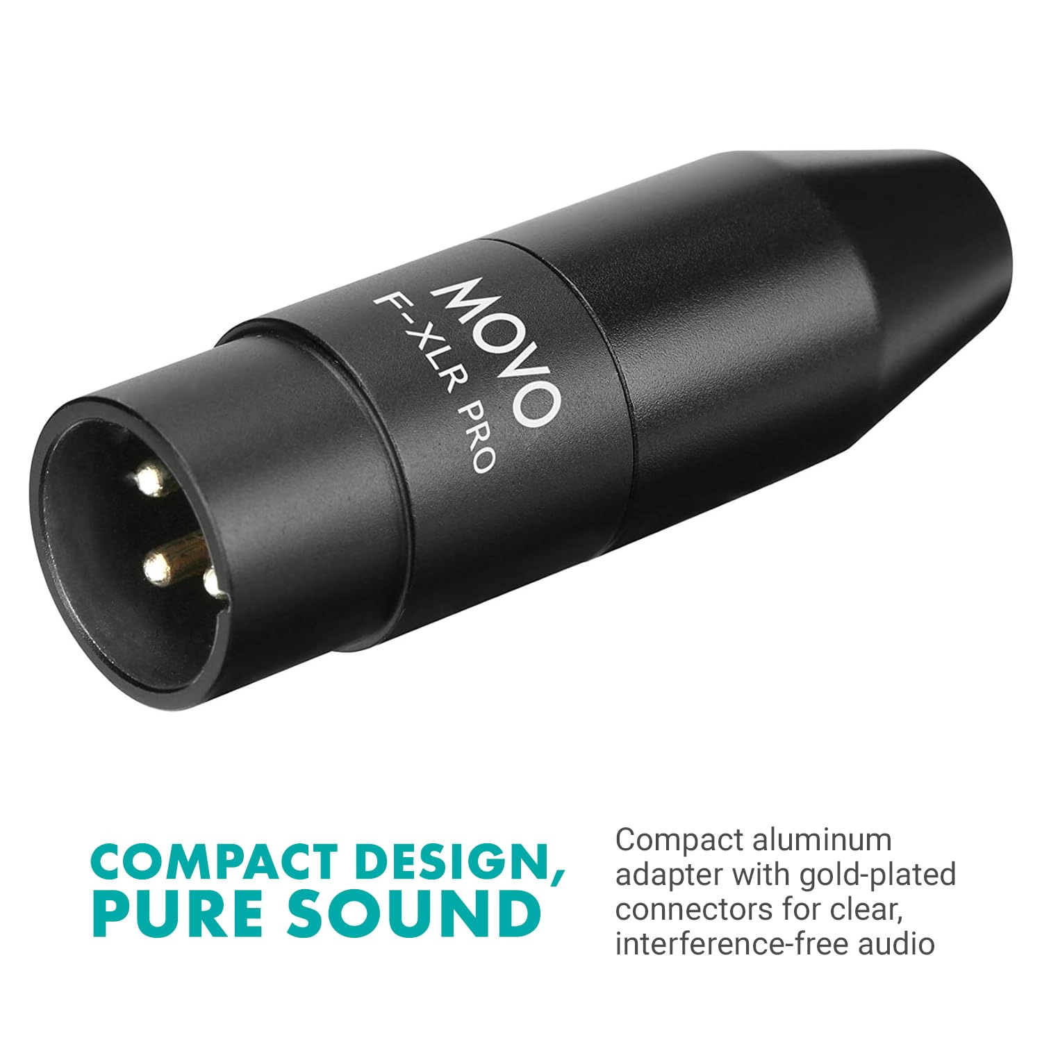 Movo FXLR-PRO 3.5mm (TRS) Mini-Jack Female Microphone Adapter to 3-pin XLR Male Connector with Integrated Phantom Power