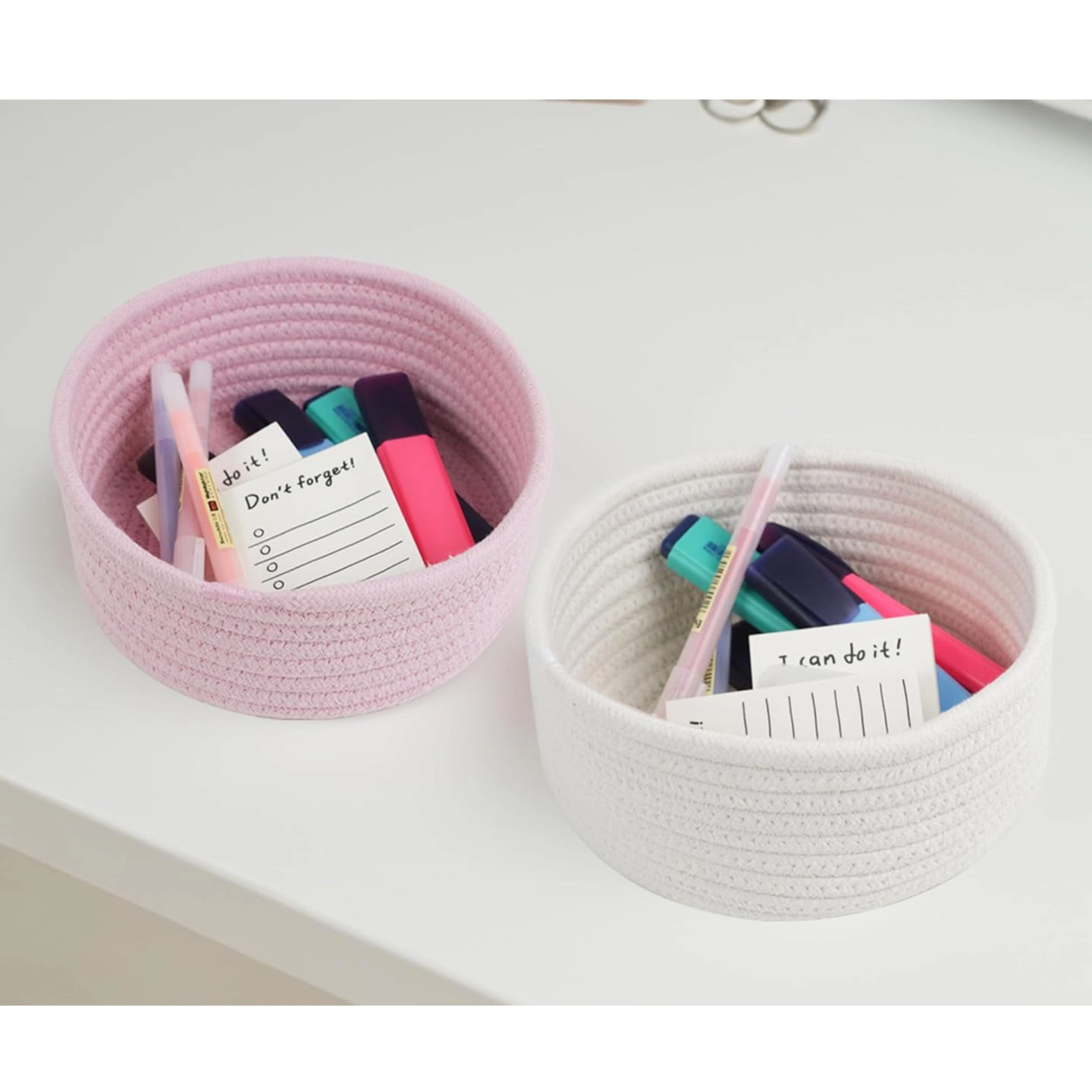 Stock Preferred Pack of 3 Small Round Woven Cotton Rope Boho Storage Baskets
