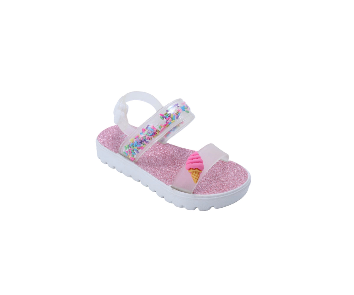 bebe Toddler Girl's Ice Cream Charm Sandals with Sprinkle Accent Strap
