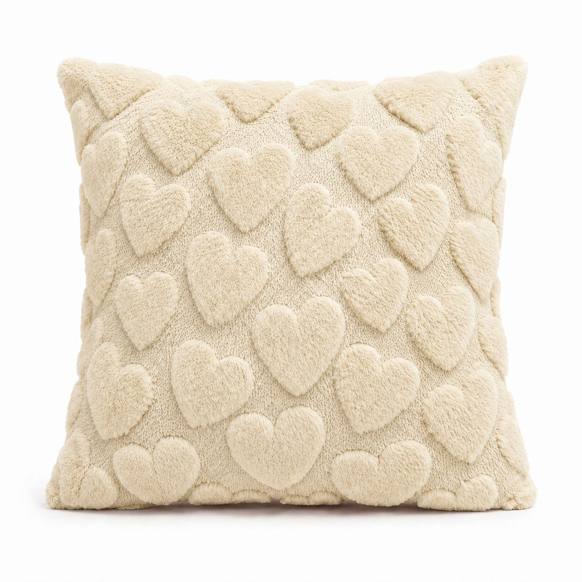 Alilang Unisex Plush Heart Textured Throw Pillow Cover for Couch Bed and Chair