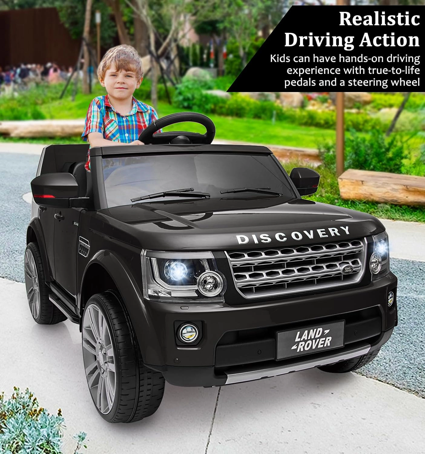 12V Licensed Land Rover Kids Ride On Truck, Electric Car w/Remote, 3 Speeds, Suspension, LED Lights, Bluetooth Music