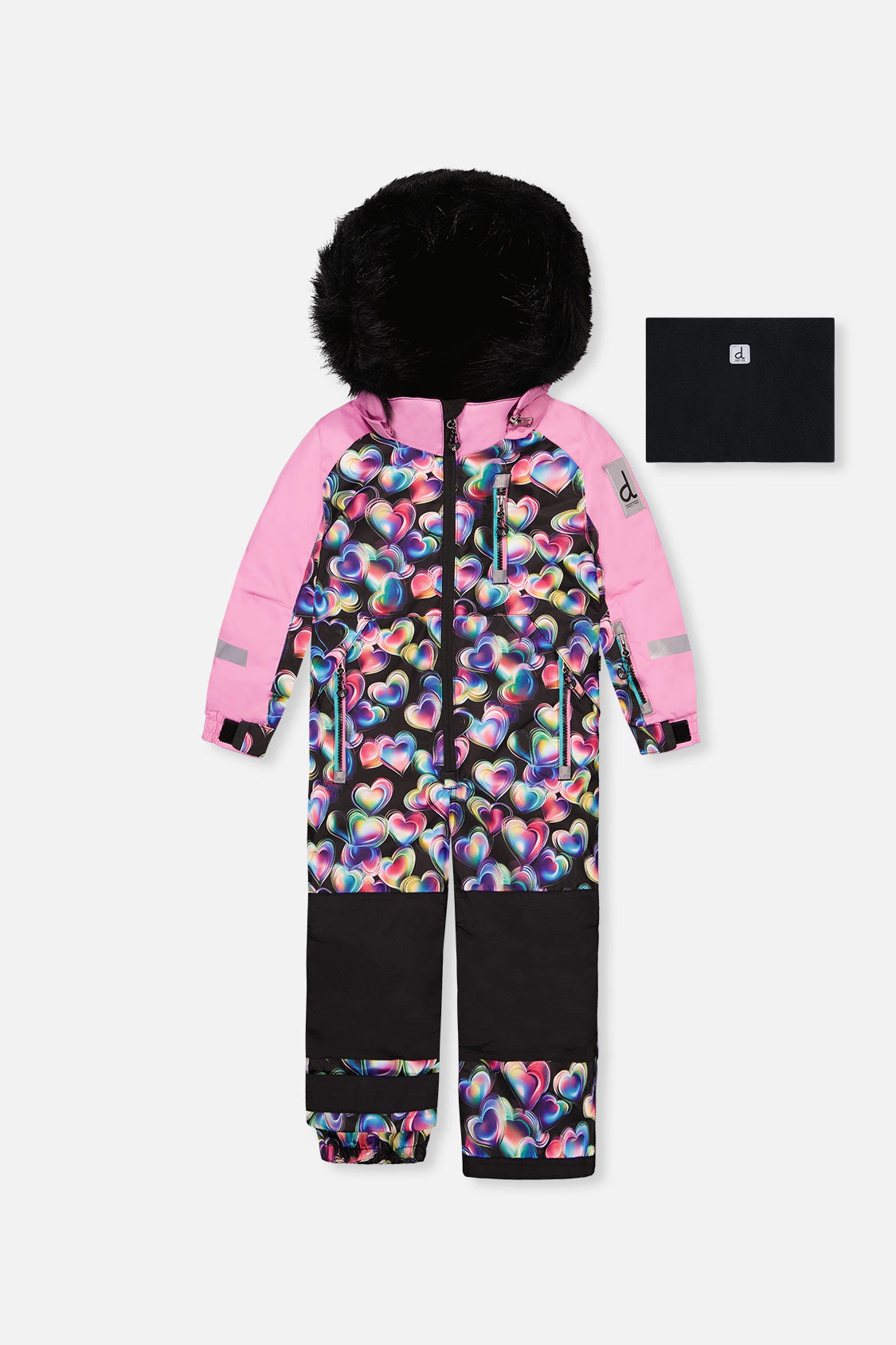Deux par Girls Heart Print One Piece Play Snowsuit with Detachable Hood