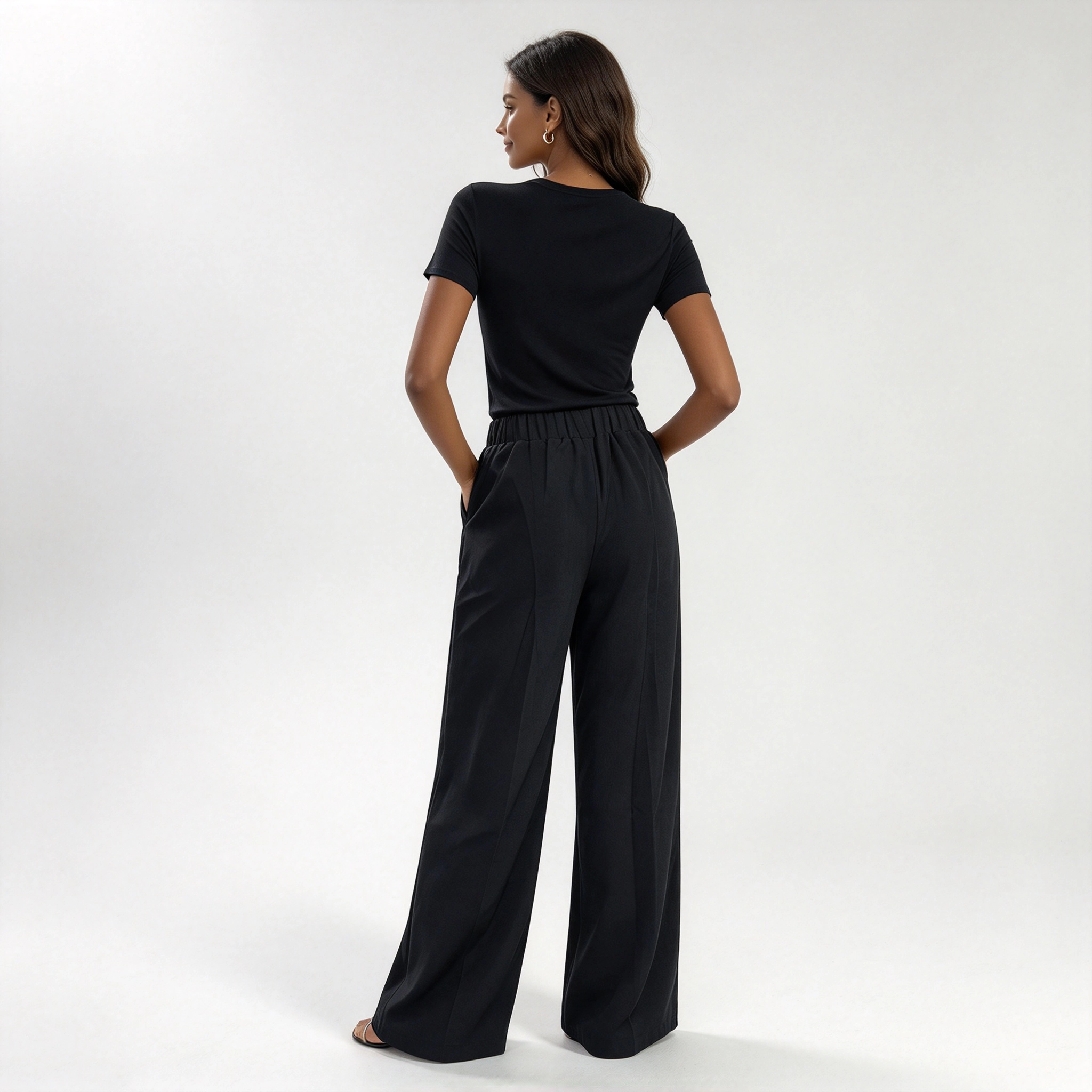 BLUEMING Women Wide Leg Palazzo Pull-On Pant Casual Flowy Pants With Pockets Beach Vacation Outfits Boho Relaxed