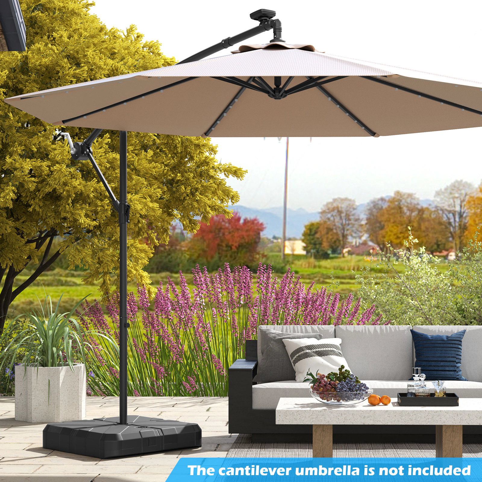 Slickblue HDPE Offset Patio Umbrella Base with Metal Cross Frame for 10 Ft Umbrellas