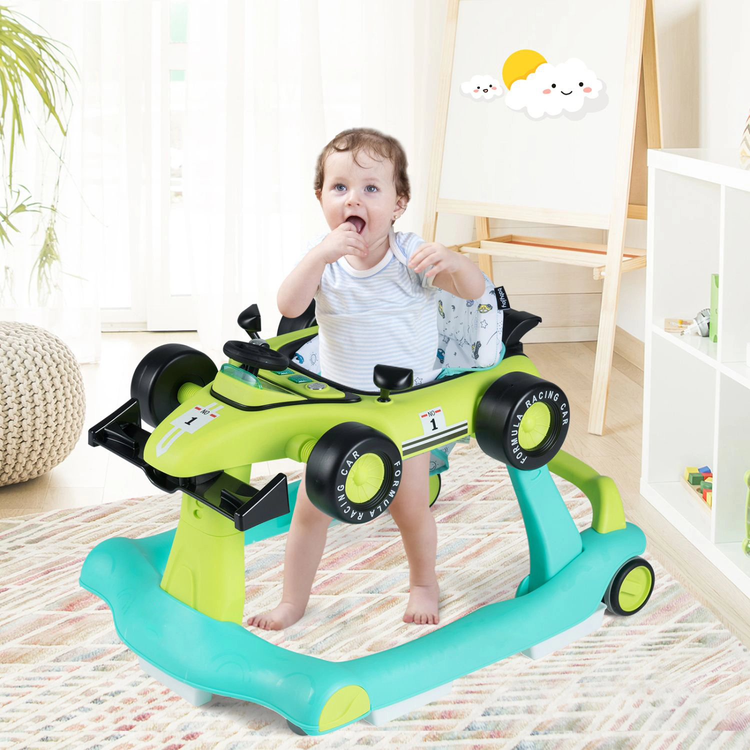SlickBlue 4-in-1 Baby Walker Activity Center with Adjustable Height