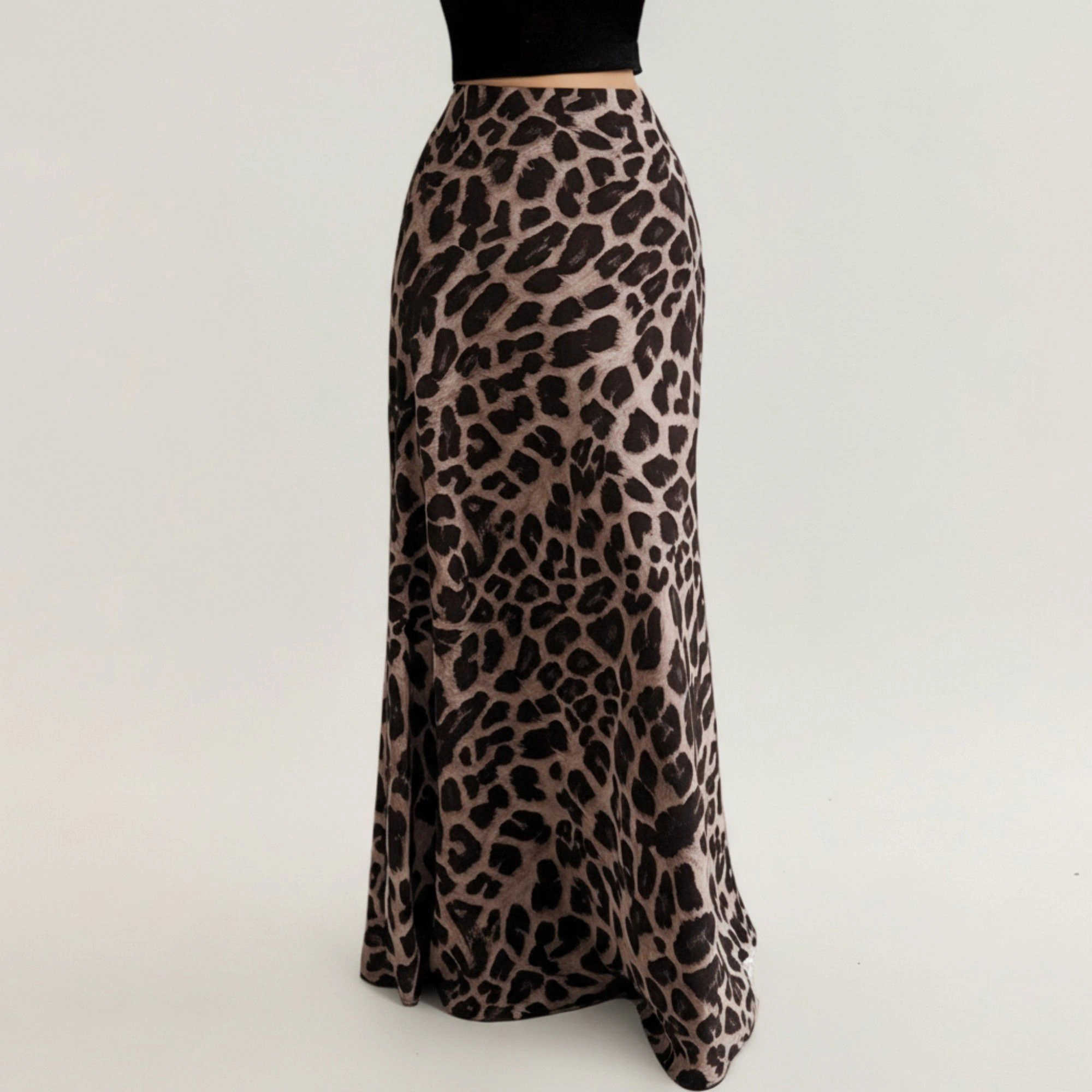 Anna-Kaci Womens Leopard Print Maxi Skirt with Stretch Waist