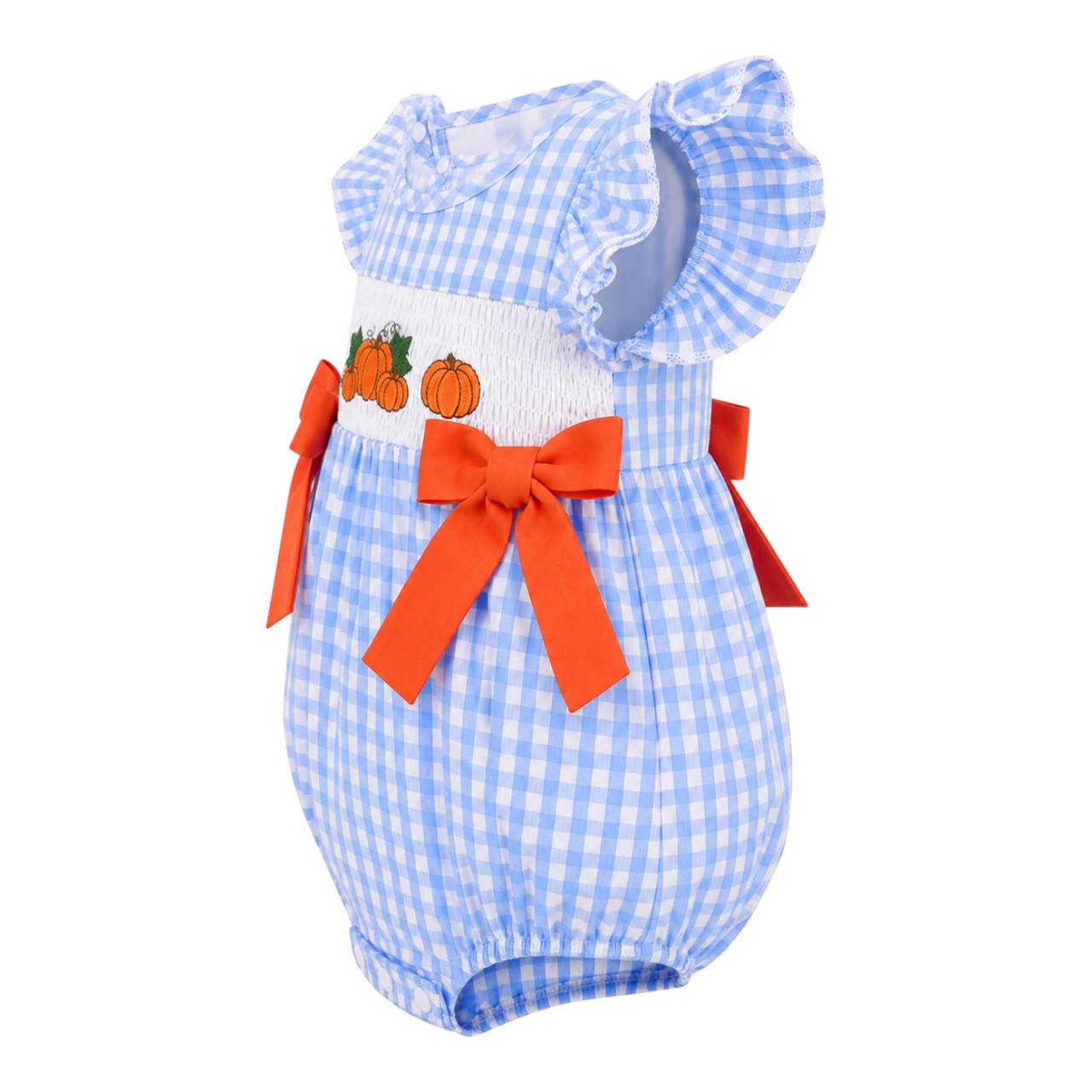 Laurenza's Baby Girls Smocked Pumpkin Fall Romper