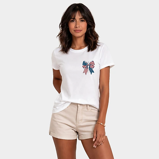 Simply Sage Market - Patriotic Bow Stars - Women's Short Sleeve Graphic T-Shirt