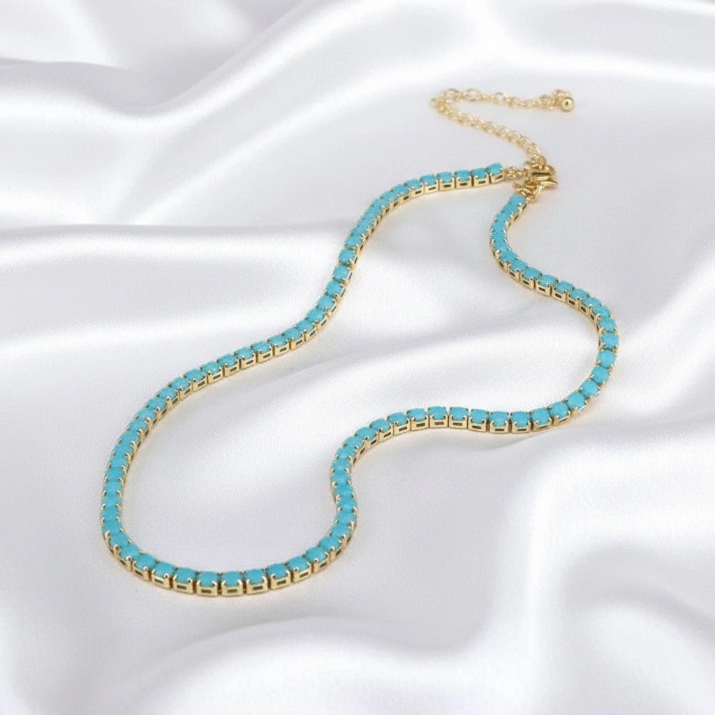 DressAtR Women's Gold Plated Turquoise Necklace Bracelet Set