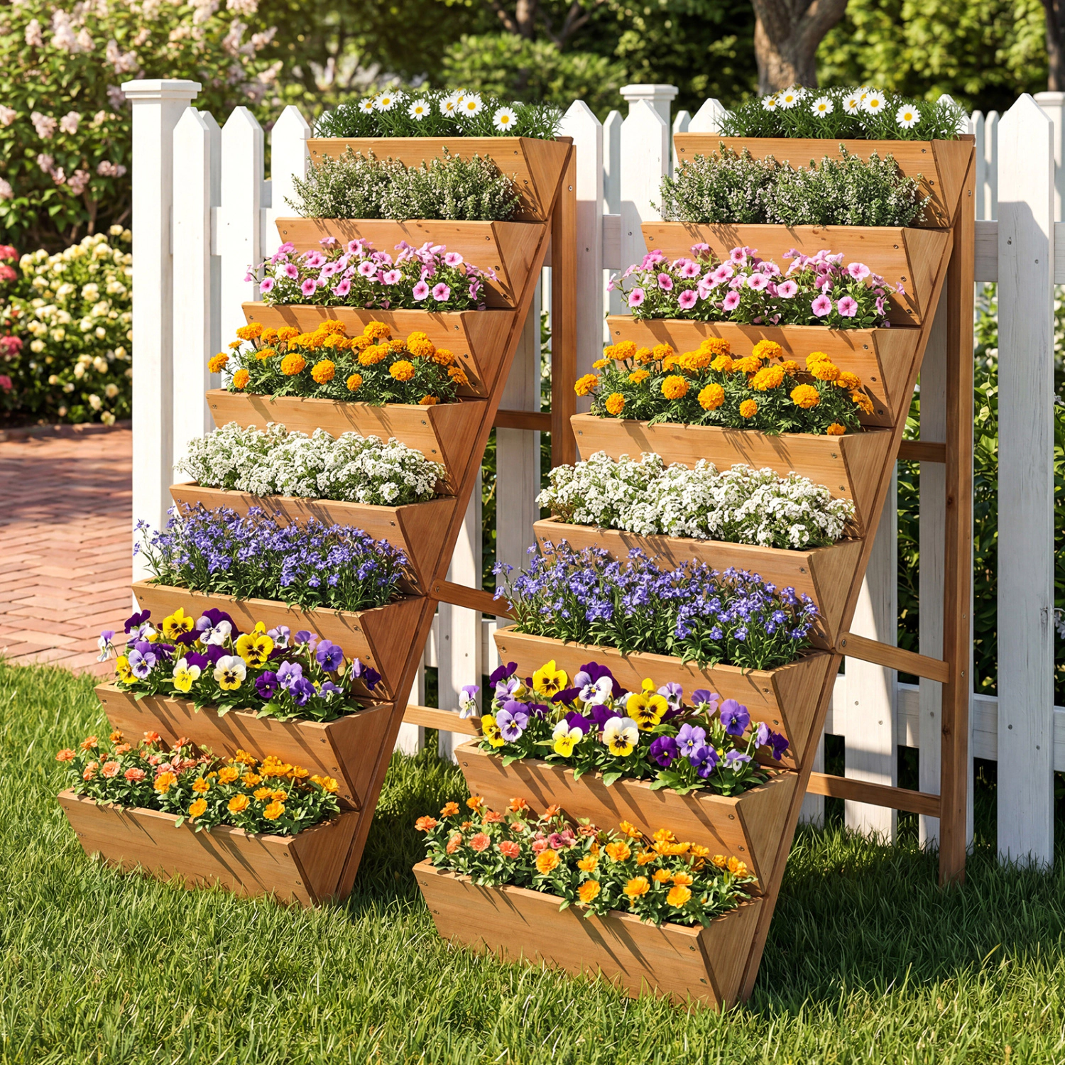 LJG 8-tier Vertical Raised Garden Bed Wood Elevated Planter Box with Legs