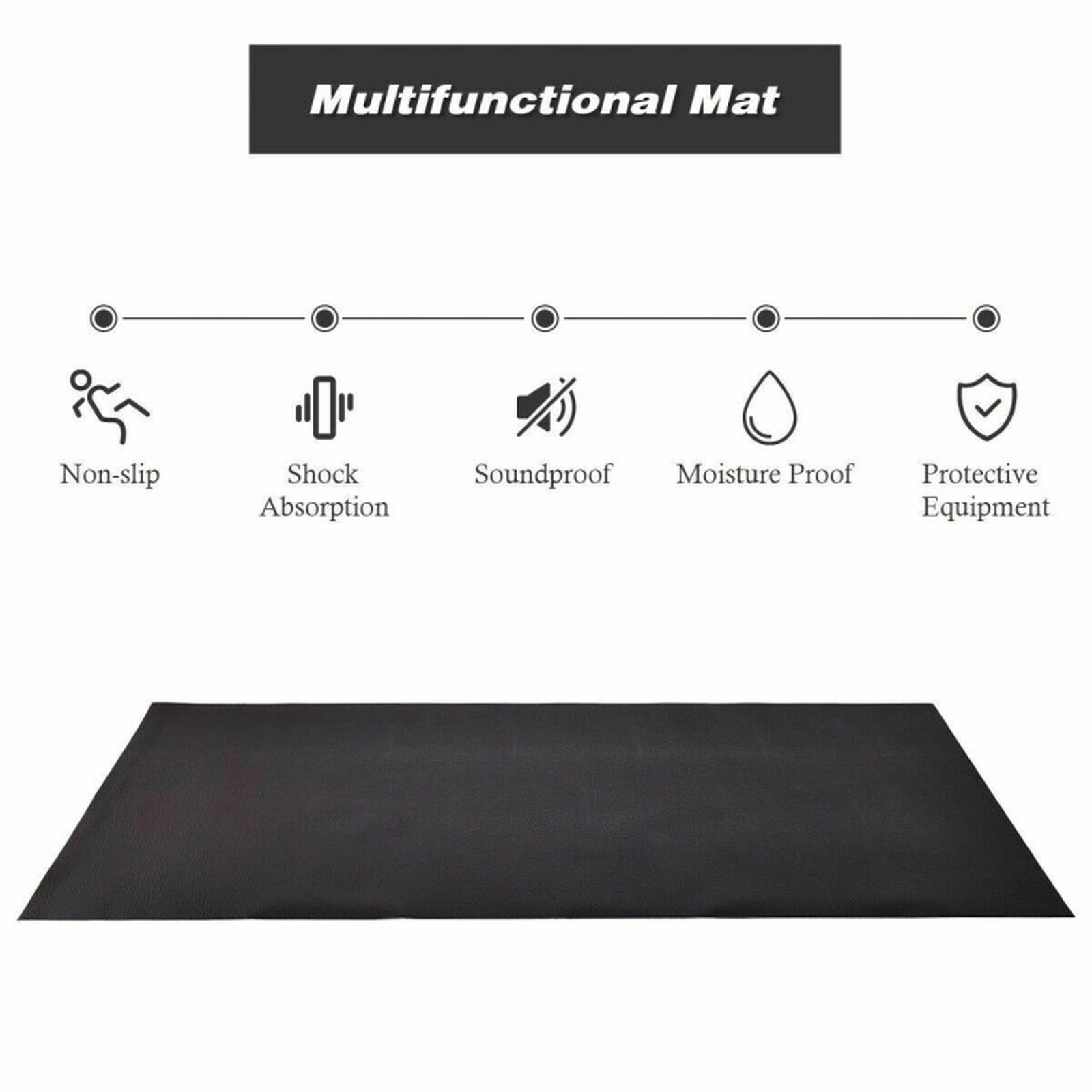 SUGIFT Black Water Resistant Treadmill Equipment Mat with Non-Slip Surface 78-in W 36-in D 0.25-in H