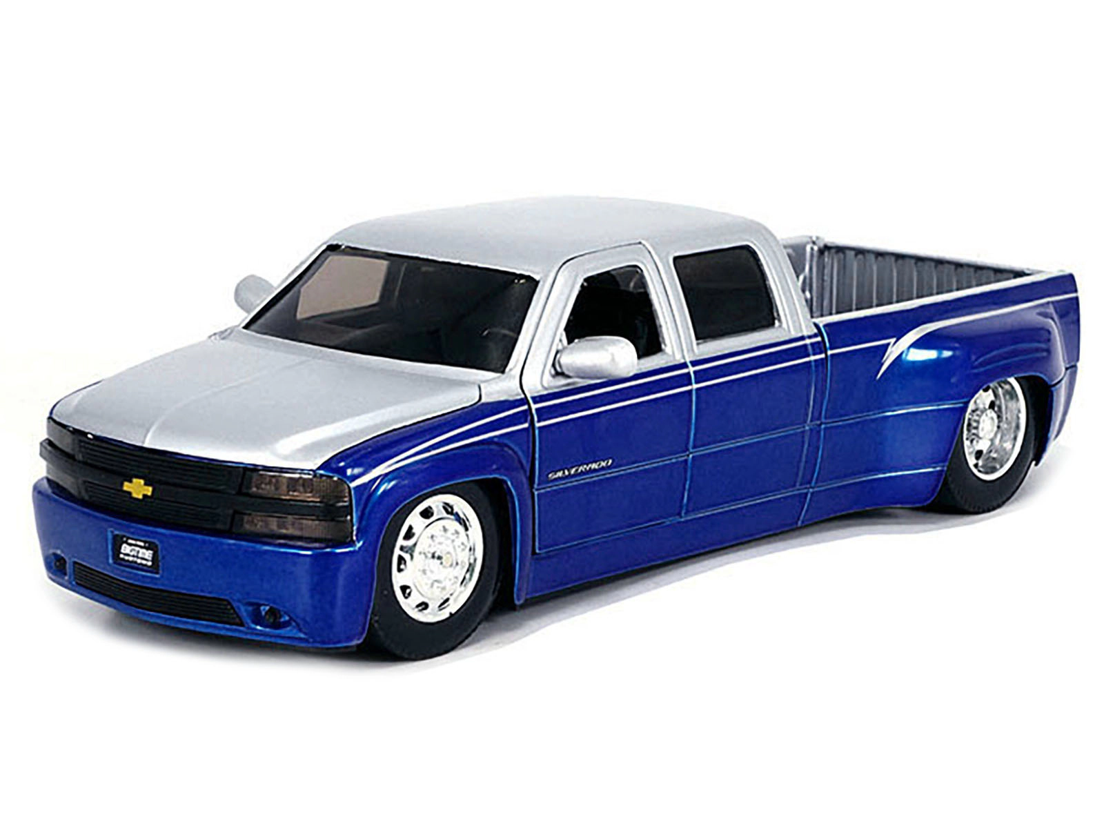 Jada 1999 Chevrolet Silverado Dually Pickup Truck Blue Metallic and Silver with Stock Wheels "Just Trucks"