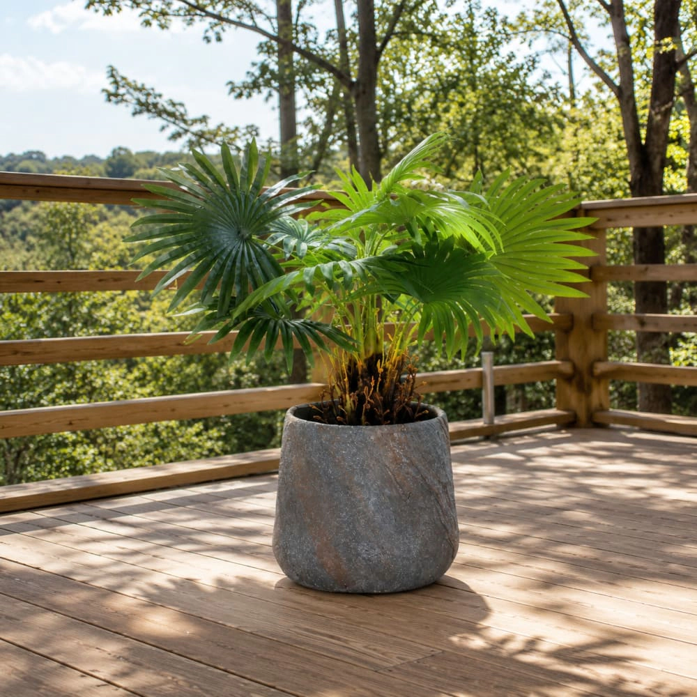WOW PIONEER Solid Cement Round Garden Planter
