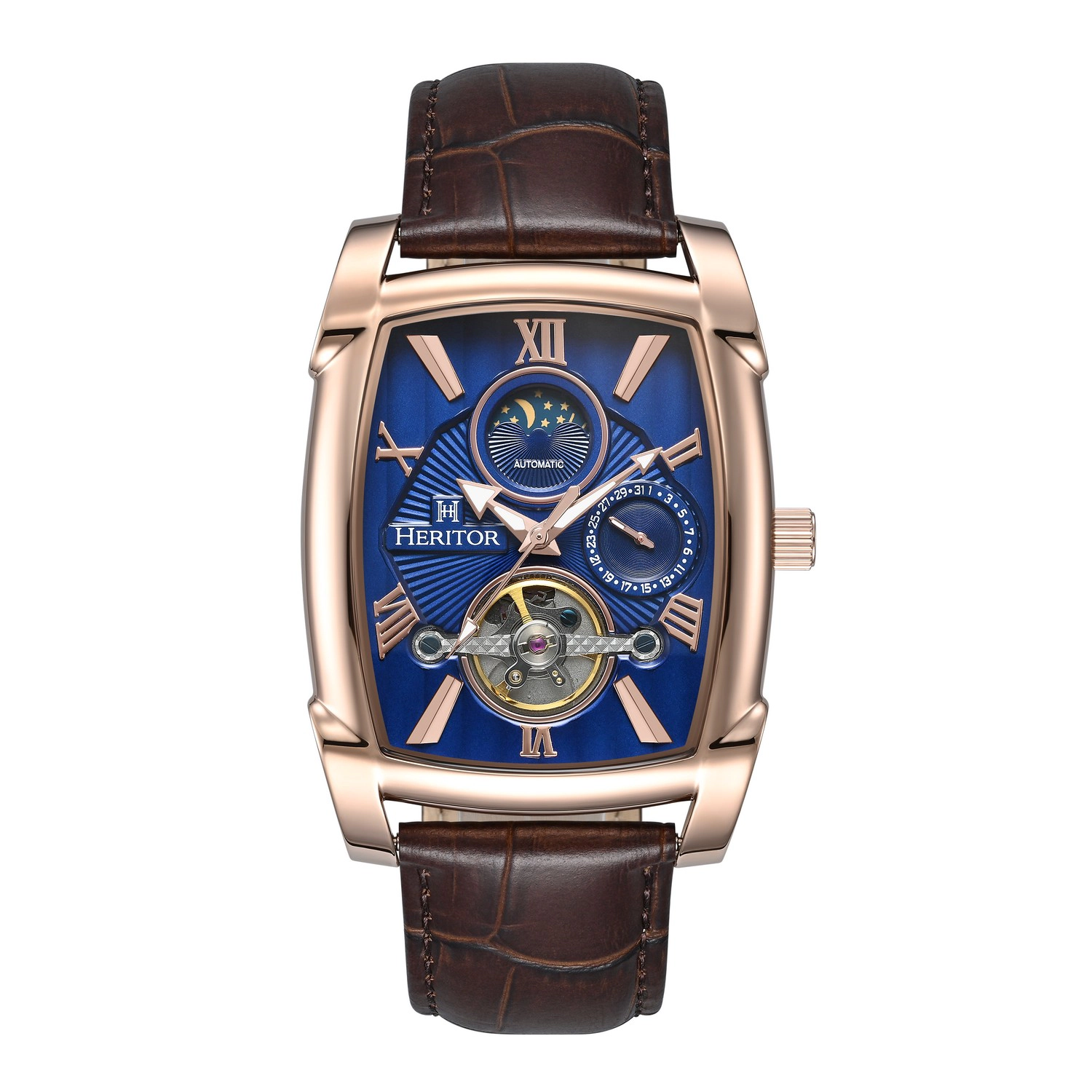 Heritor Automatic Valentin Leather-Band Watch w/Date