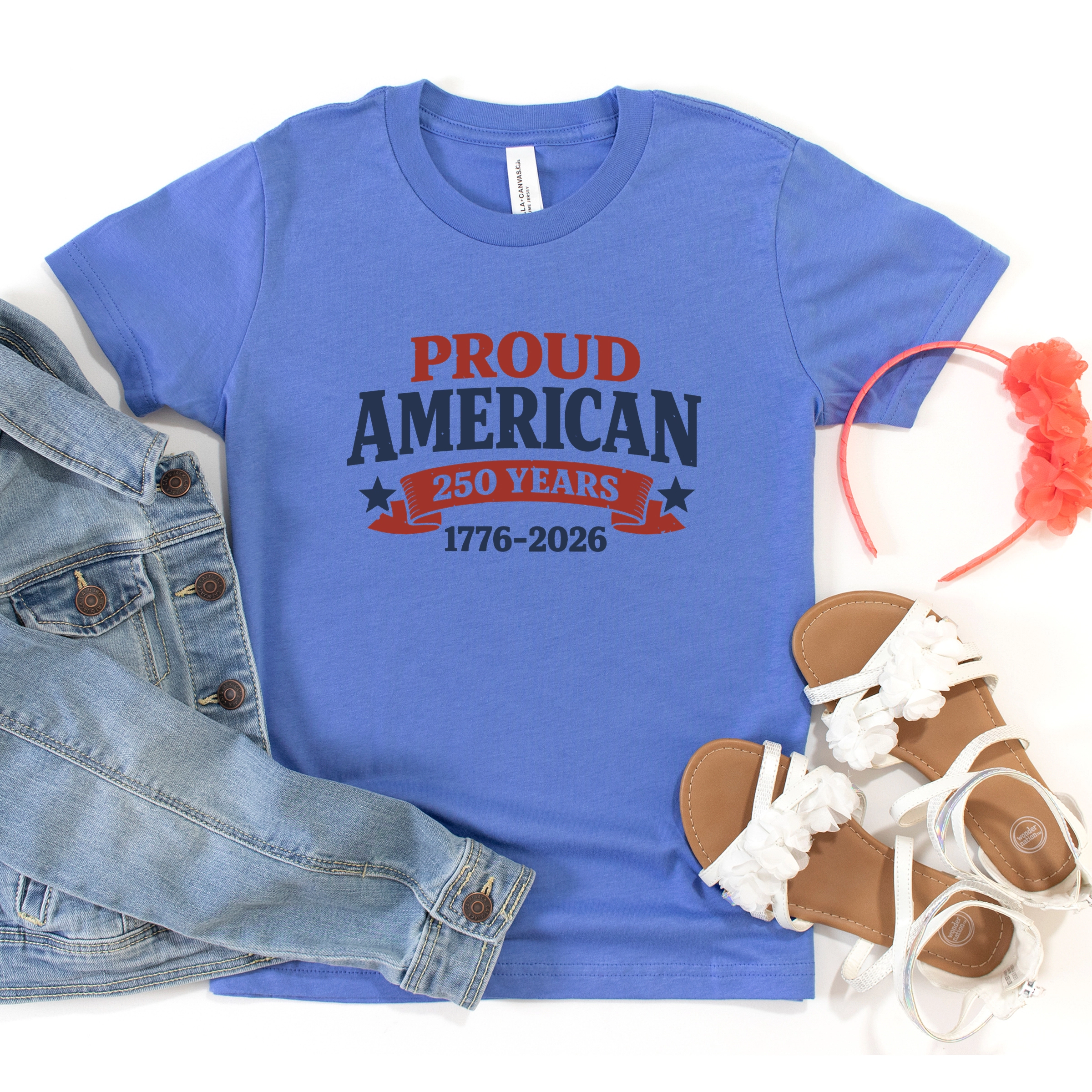 The Juniper Shop - Proud American 250 Years Youth Short Sleeve Graphic T-Shirt