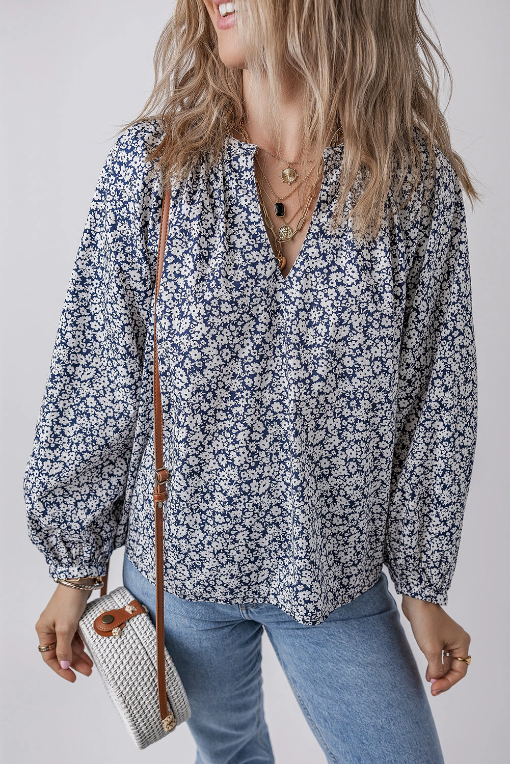 Threaded Pear Women's Amelie Notched Puff Sleeve Blouse