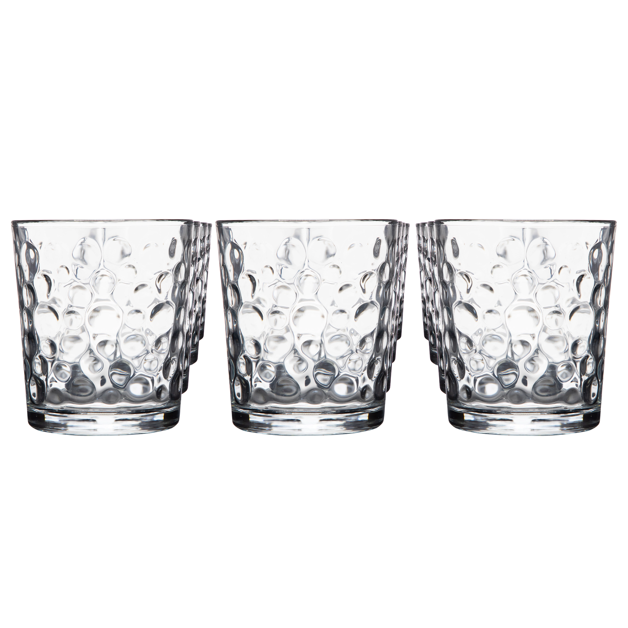 Gibson Home Bubbles Pattern 12 Piece 13.5 Ounce Embossed Glass Double Old Fashion Set