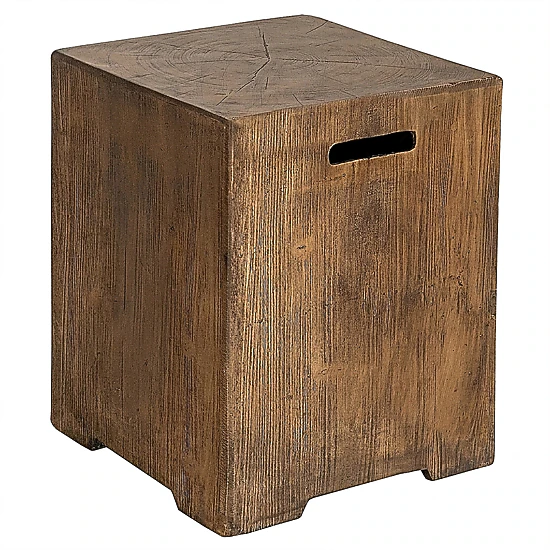 SUGIFT Brown Outdoor Hideaway Side Table with Hidden Storage for 20 lbs Propane Tank 16-in W 16-in D 21-in H