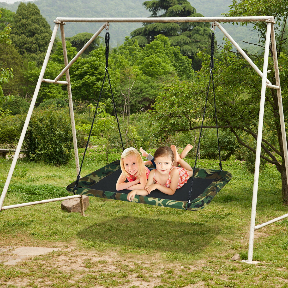 SUGIFT 700 lb Giant Platform Tree Swing, 60 x 32 in, Adjustable Height, Camouflage