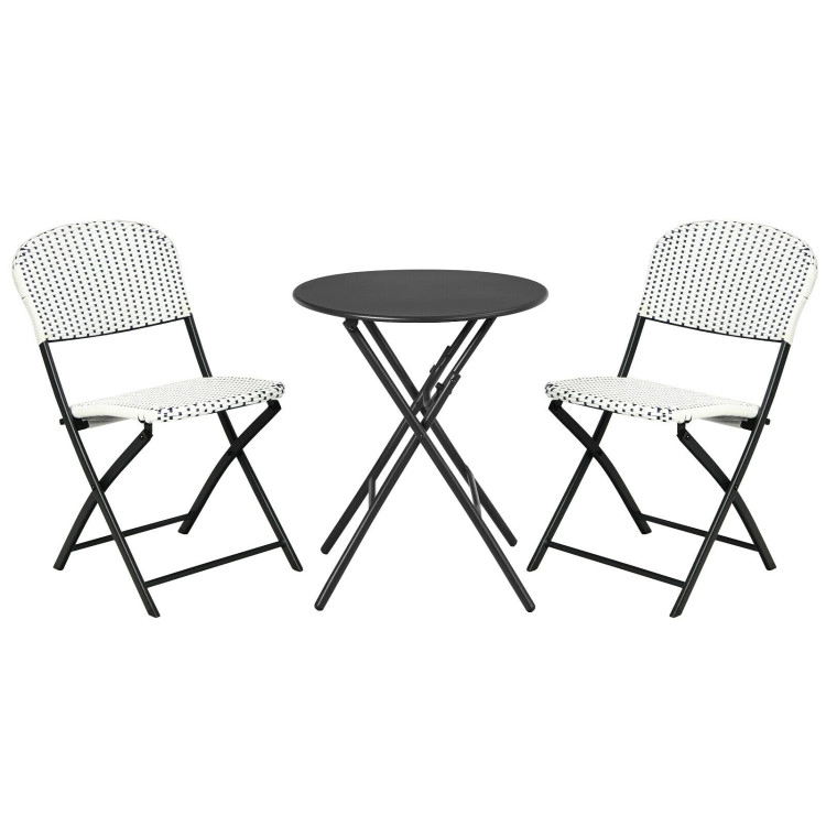Hivvago 3 Pieces Patio Rattan Bistro Set With Round Dining Table And 2 Chairs