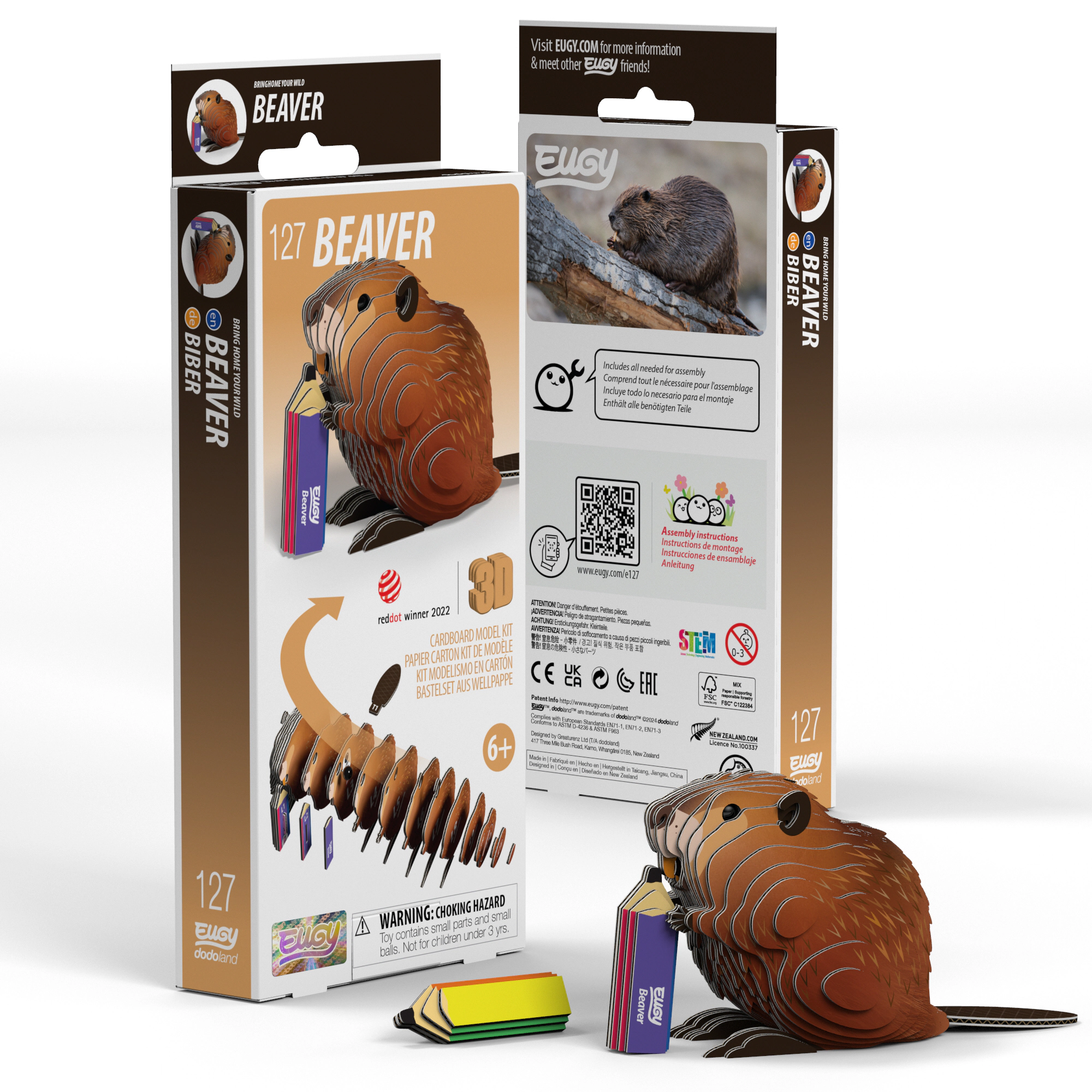 EUGY Beaver 3D Puzzle - contains 37 puzzle pieces