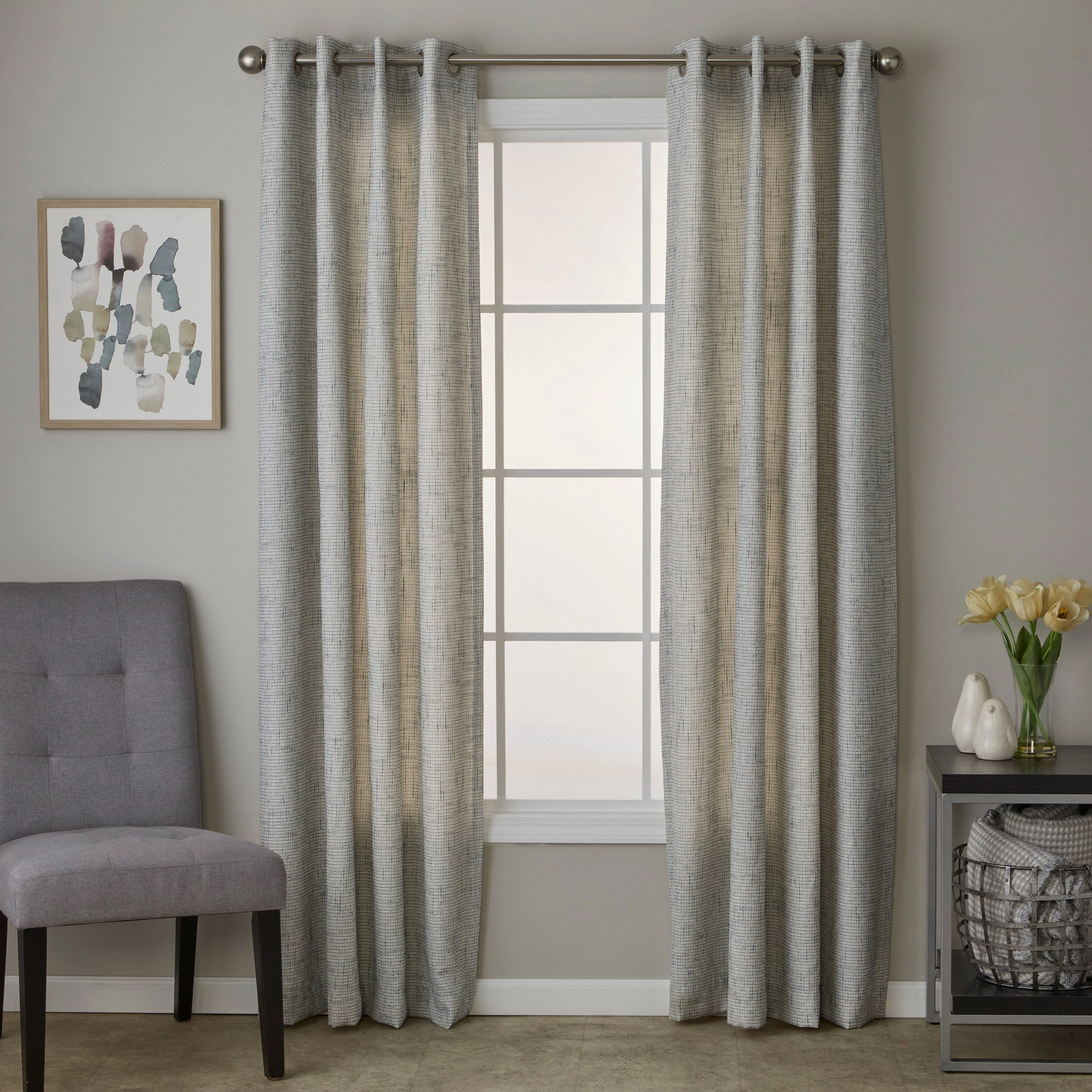 SKL Home By Saturday Knight Ltd Textured Crosshatch Window Curtain Panel - 52X63", Blue