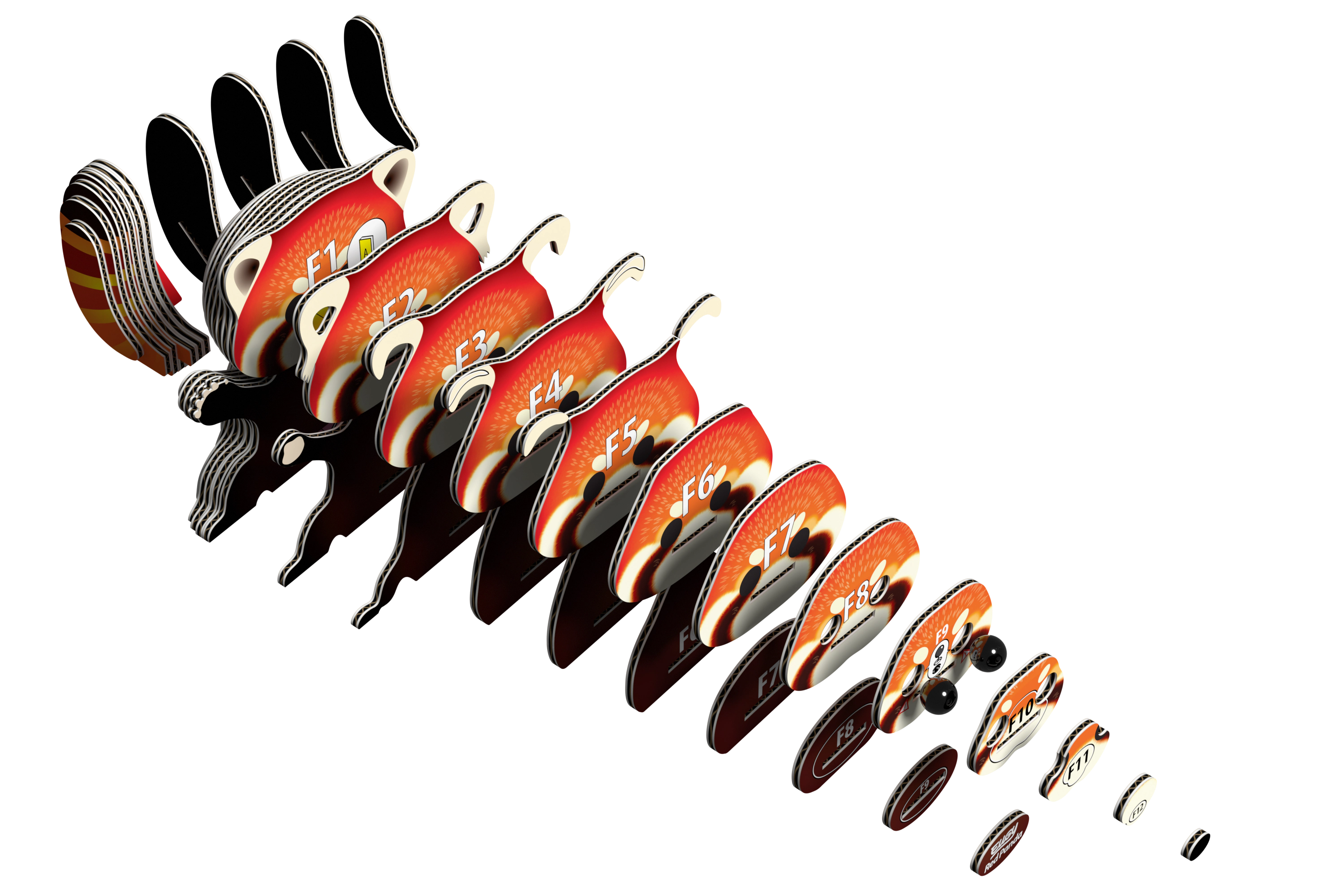 EUGY Red Panda 3D Puzzle - contains 44 puzzle pieces