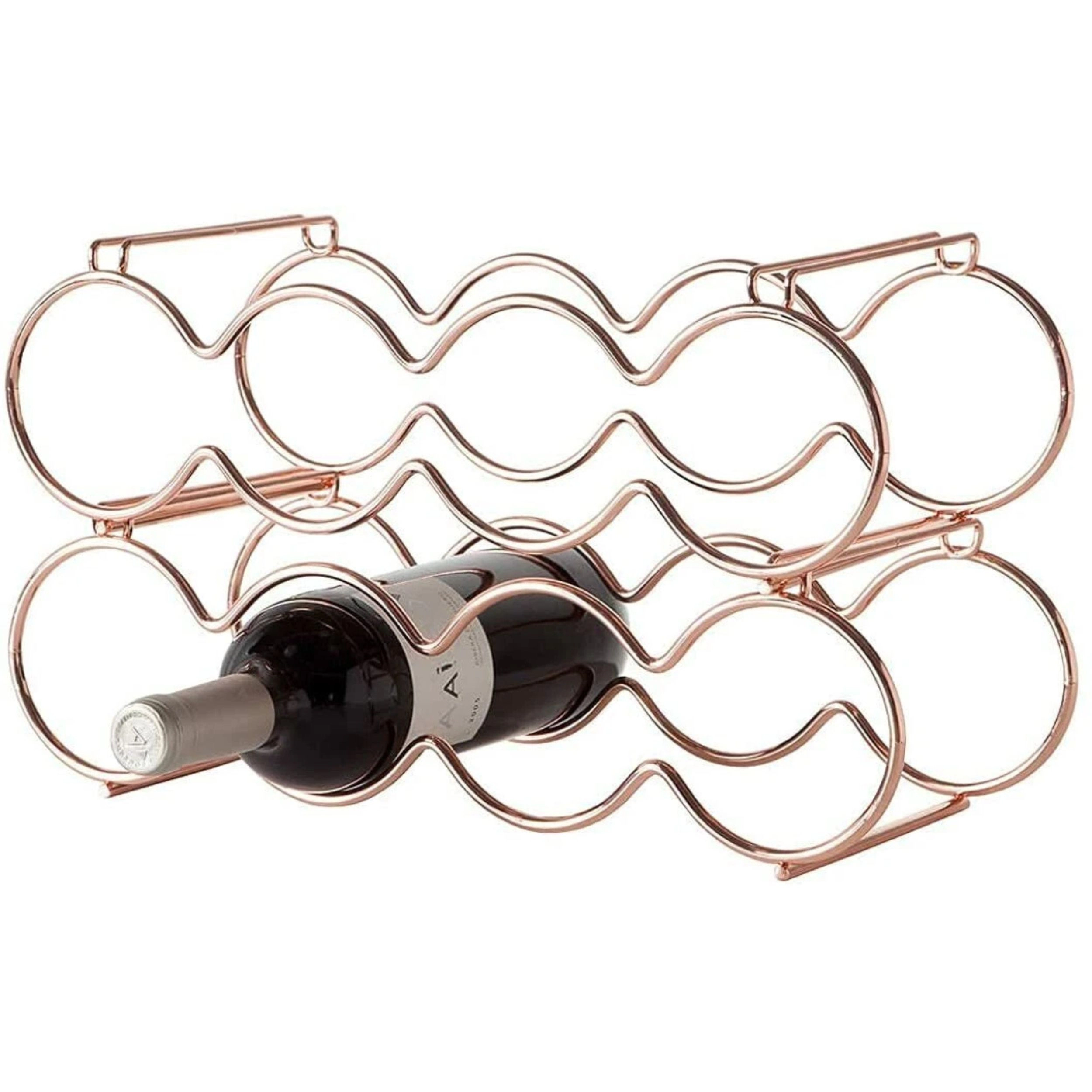 Home Collection 2-Tier Rose Gold Stackable Wine Rack Holds 11 Bottles