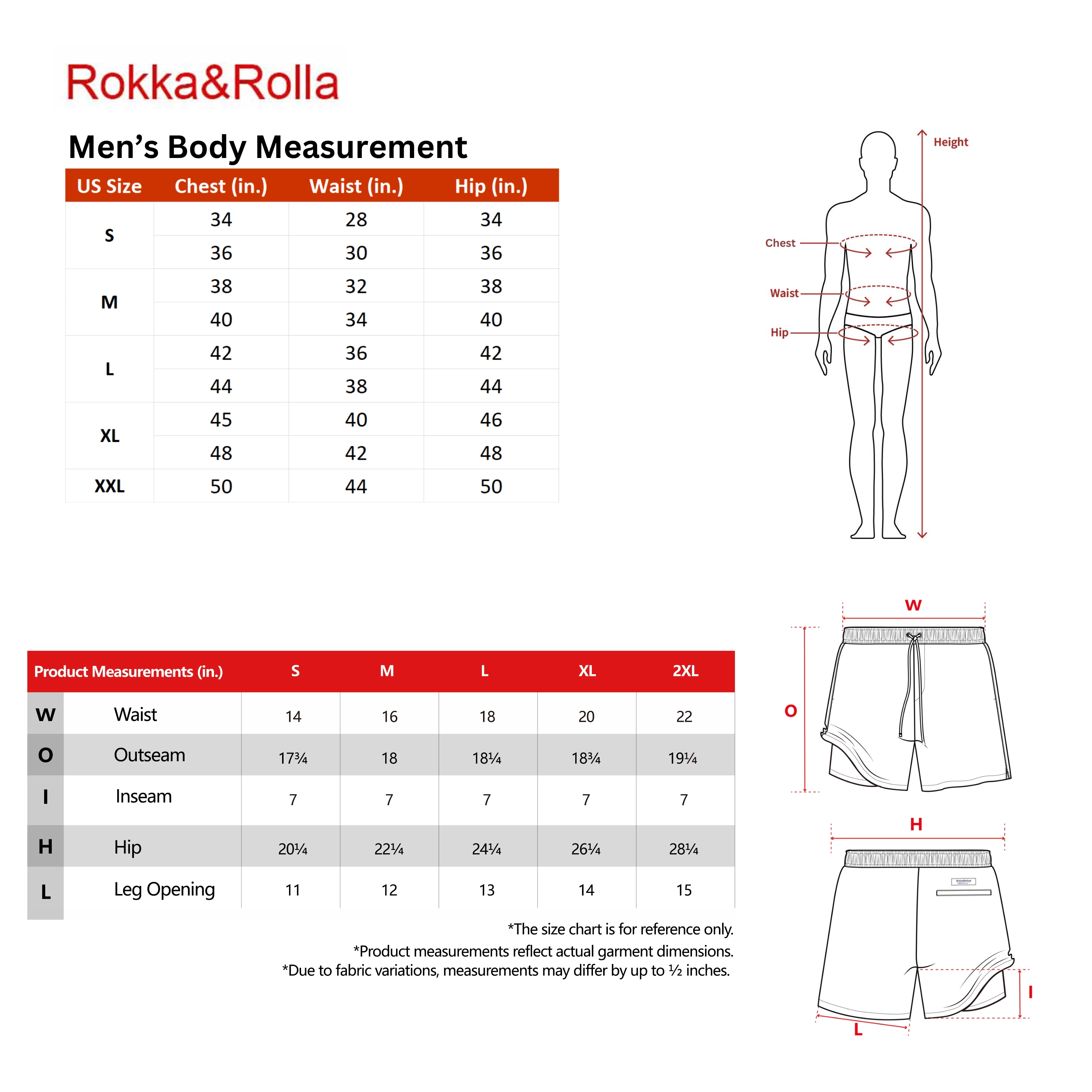 Rokka&Rolla Mens 7" Swim Trunks with Compression Liner