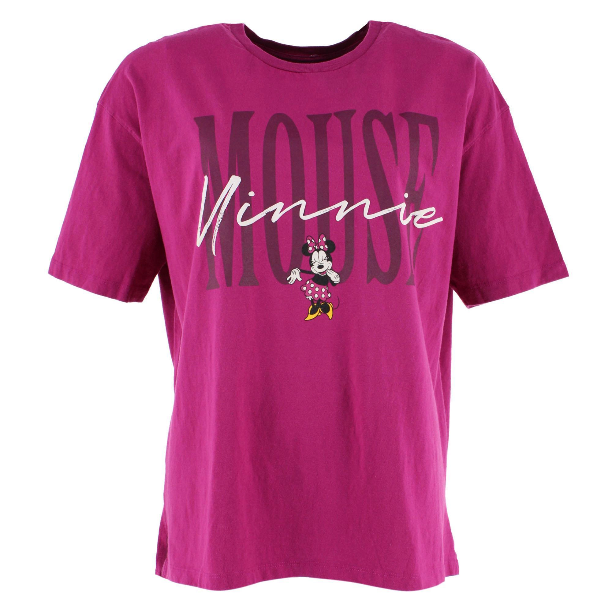 Jerry Leigh Women's Minnie Mouse Script Signature T-Shirt