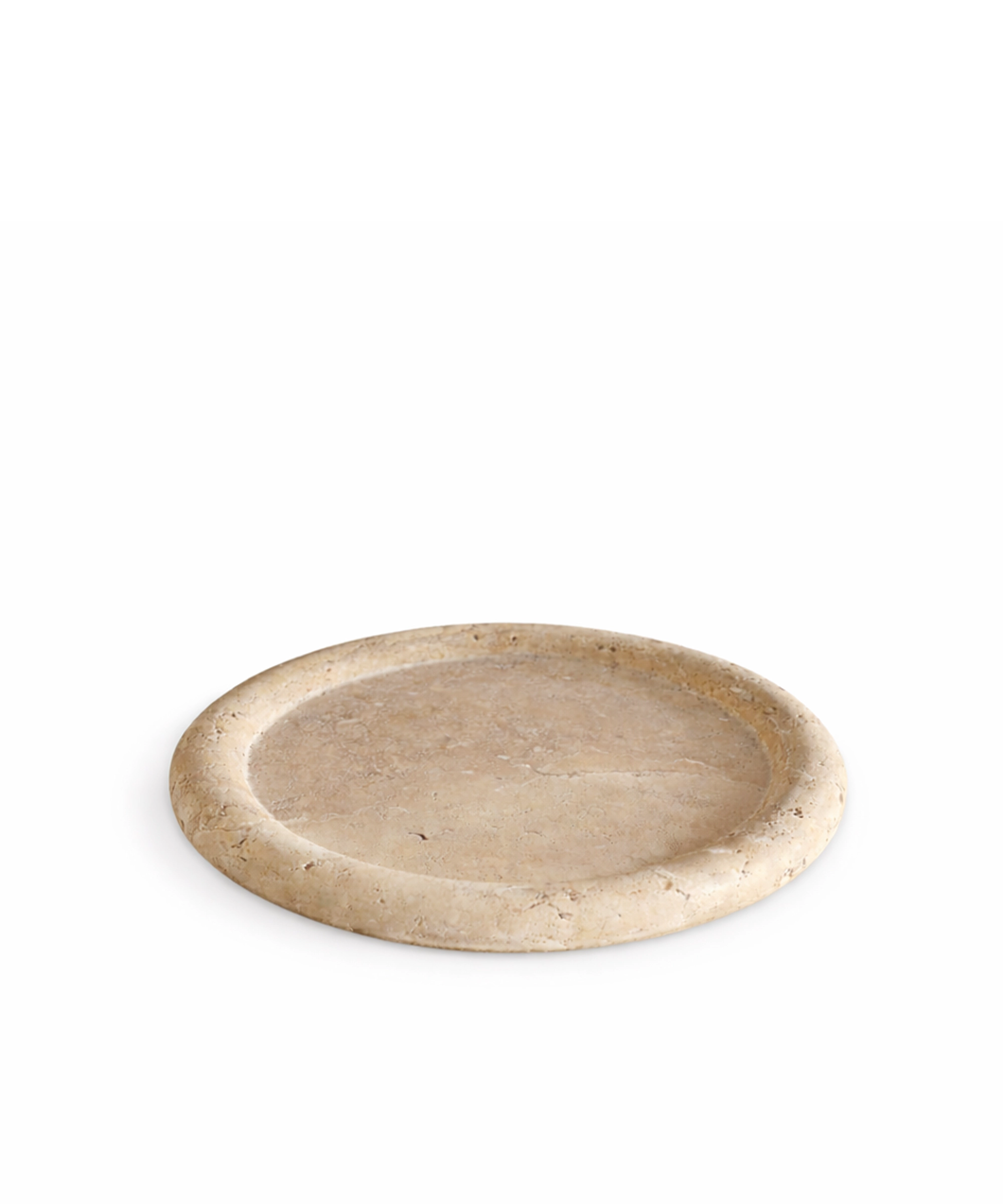 Bursera Luna Round Travertine Decorative Tray