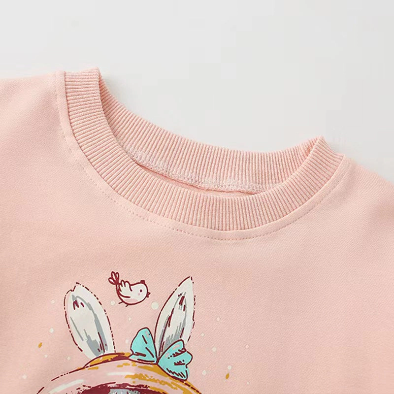MyKids-USA Baby Girl Cartoon Print Pattern Loose Pullover Round Neck Hoodies