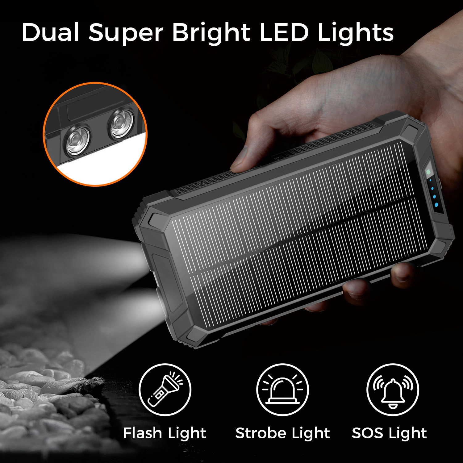 Alpha Digital 20,000mAh, Solar, 4 Cables, Wireless Charging - Power Bank