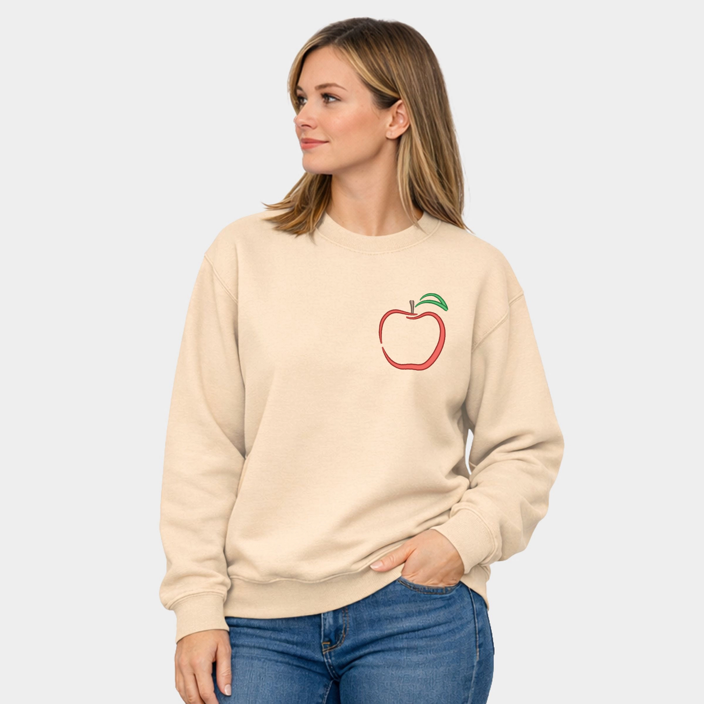 Simply Sage Market - Embroidered Apple  Women's Graphic Sweatshirt