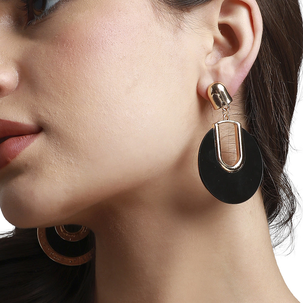SOHI Women's Onyx Black Casual Drop Earrings