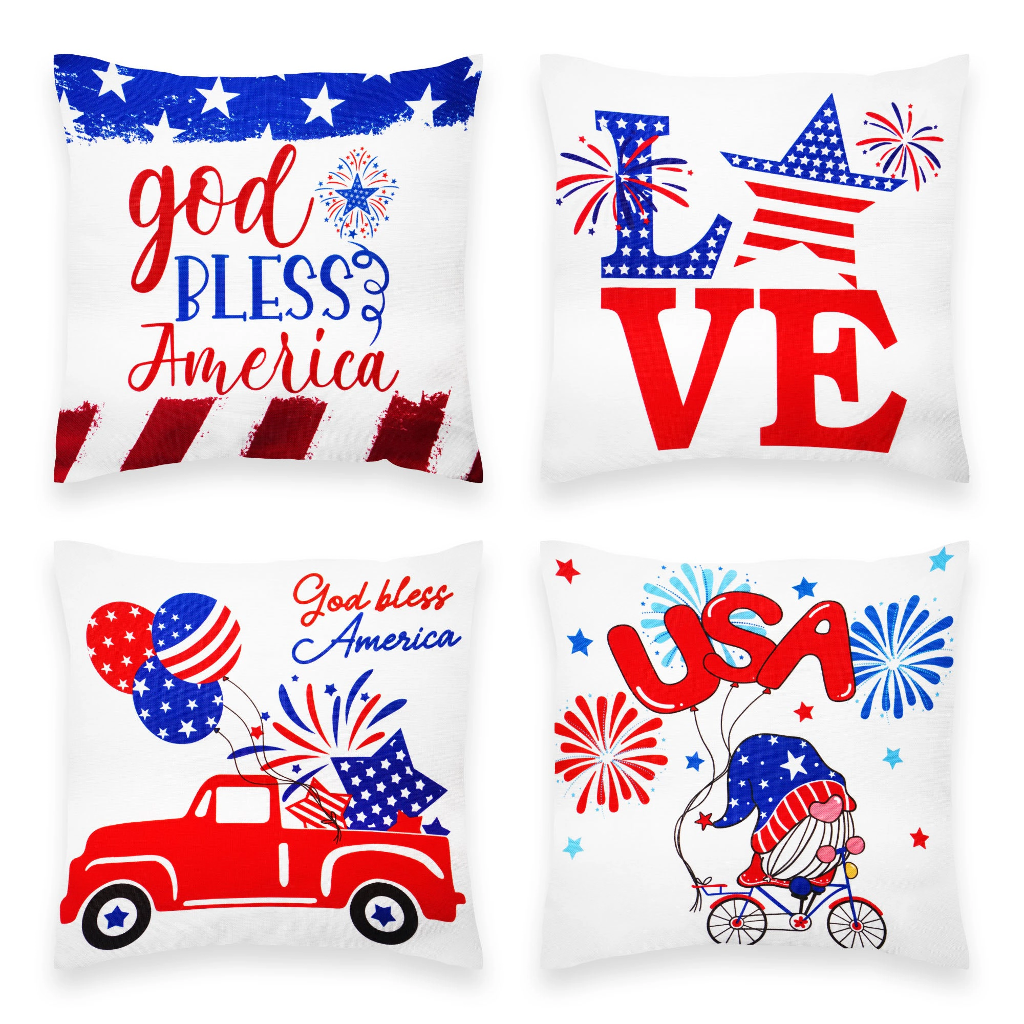 G128 Gnome Fireworks Decorative Throw Pillow Covers