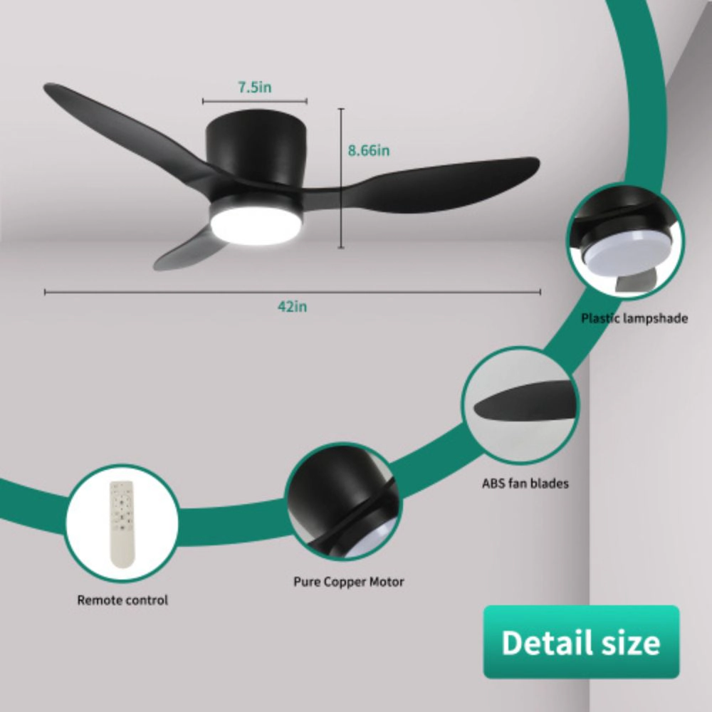 Vogued Glam 42 Inch Smart Flush Mount Ceiling Fan