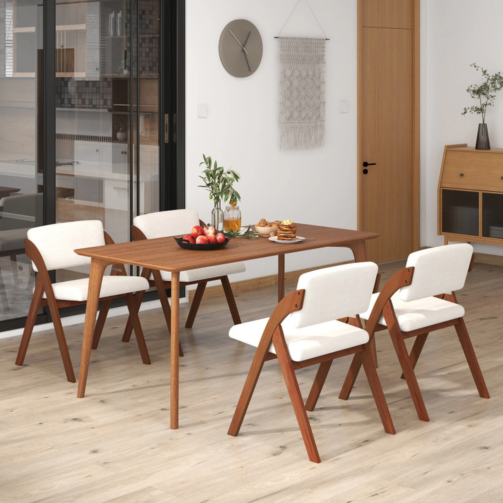 SUGIFT Set of 4 Walnut Folding Dining Chairs with Padded Seats, No Assembly
