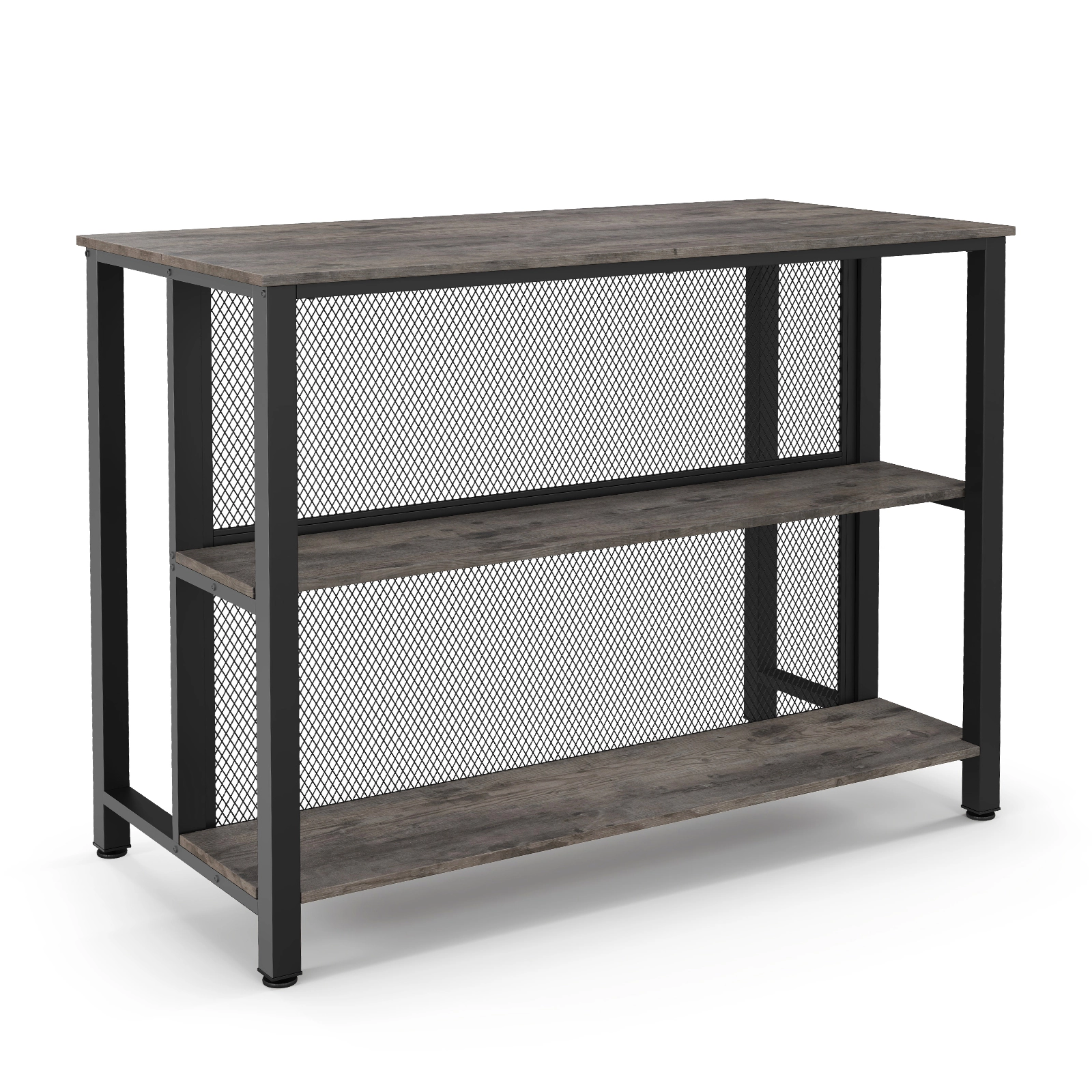 SUGIFT 3-Tier Bar Table with Open Storage Metal Frame 150-lb Tabletop Capacity 66-lb Shelf Capacity Gray