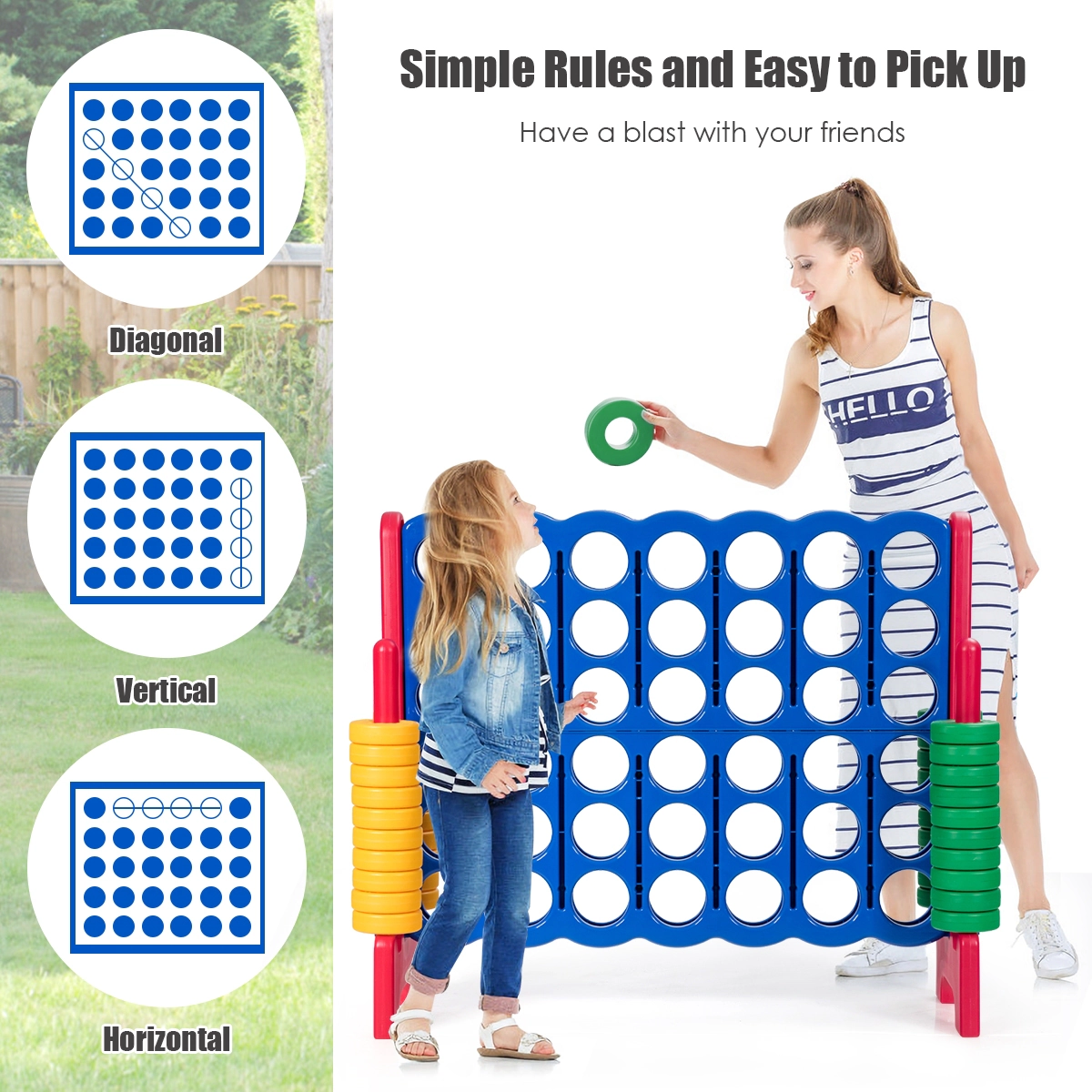 SUGIFT Red Jumbo 4-to-Score Giant Game Set with 42 Rings and Quick-Release Slider 47.5-in W 17-in D 41-in H