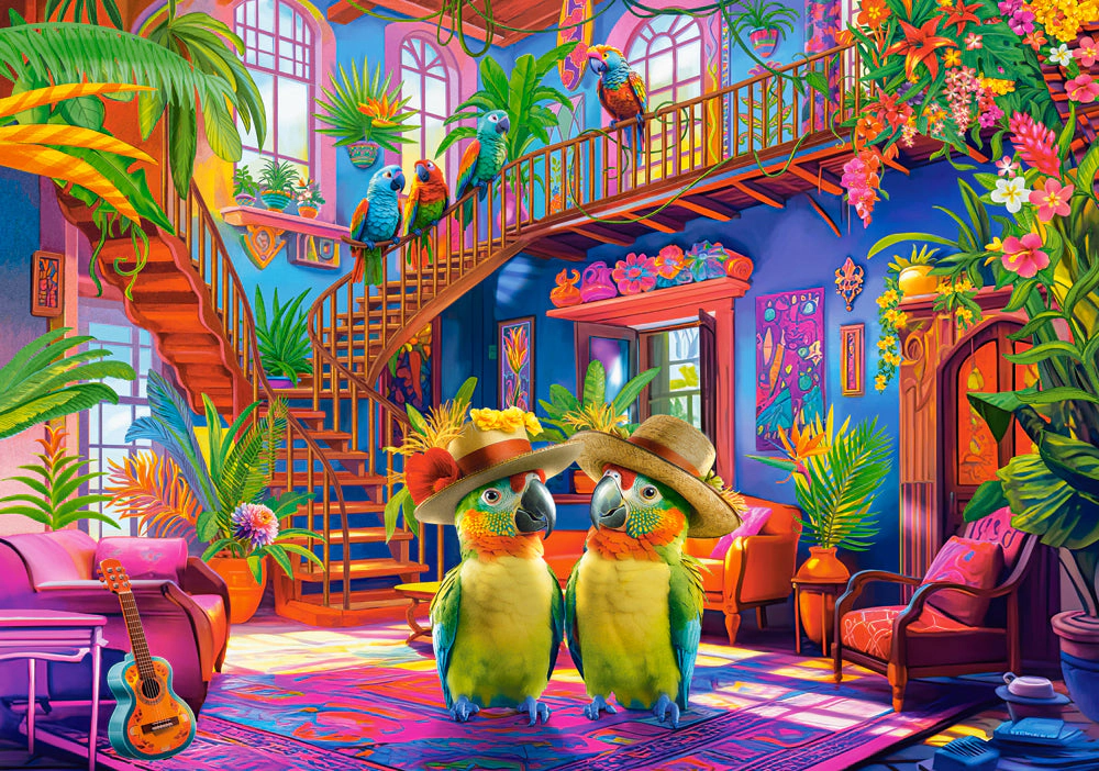 CASTORLAND 500 Piece Jigsaw Puzzles, Parrots in Paradise, Tropical interior, Animal, B-53995