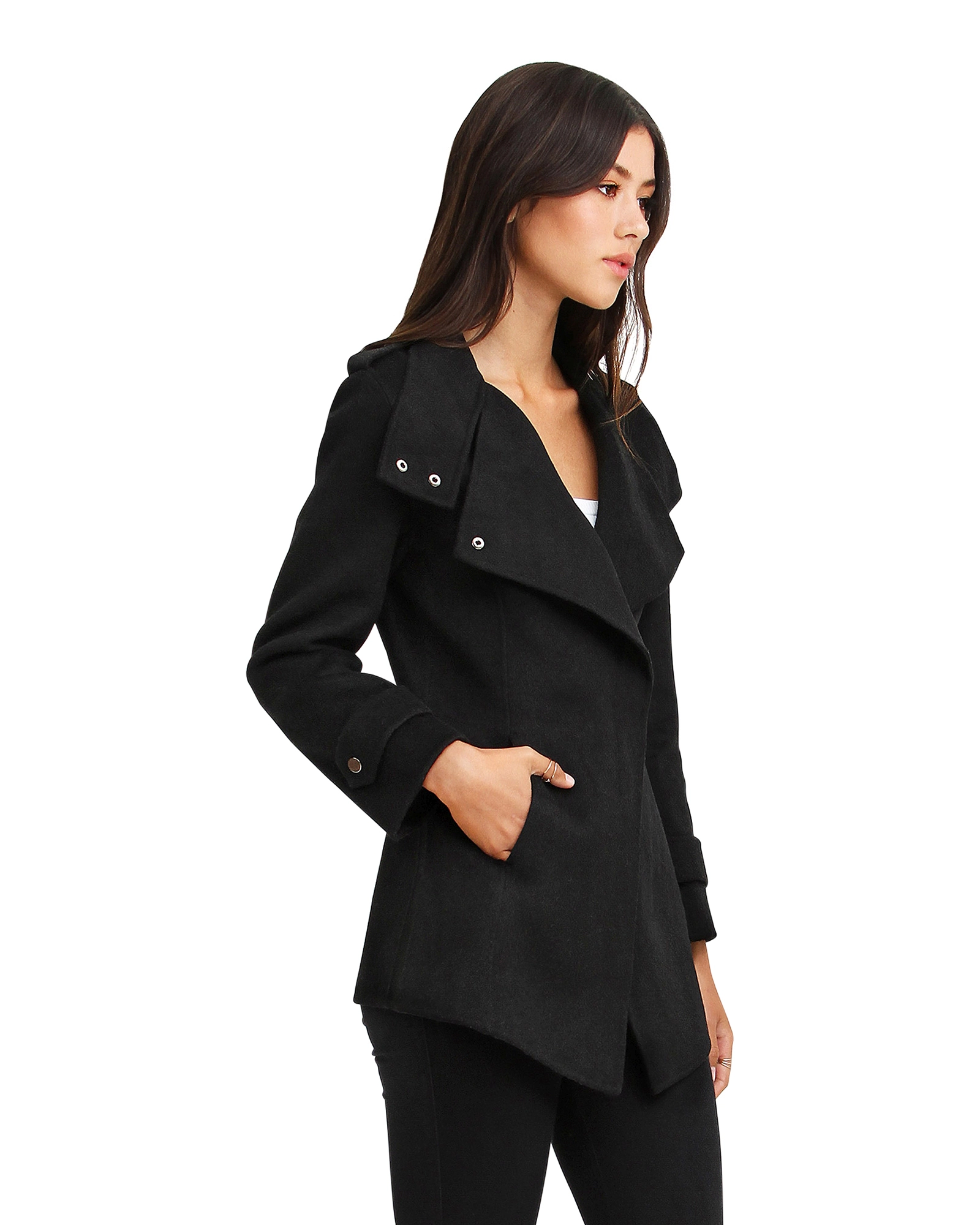 Belle & Bloom Womens Bad Girl Wool Blend Moto Coat