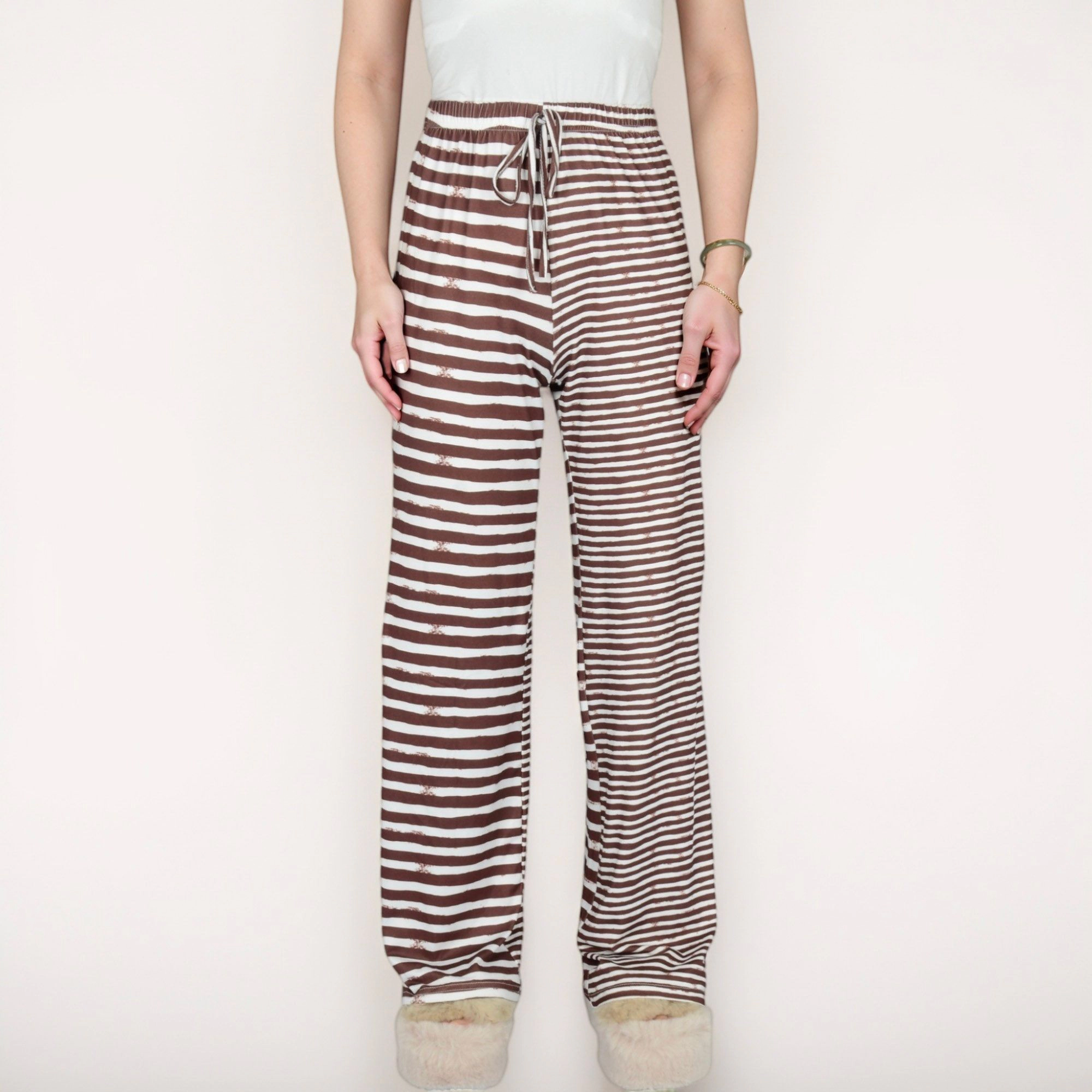 Anna-Kaci Women's Striped Drawstring Lounge Pants with Wide Leg and Stretch Fabric