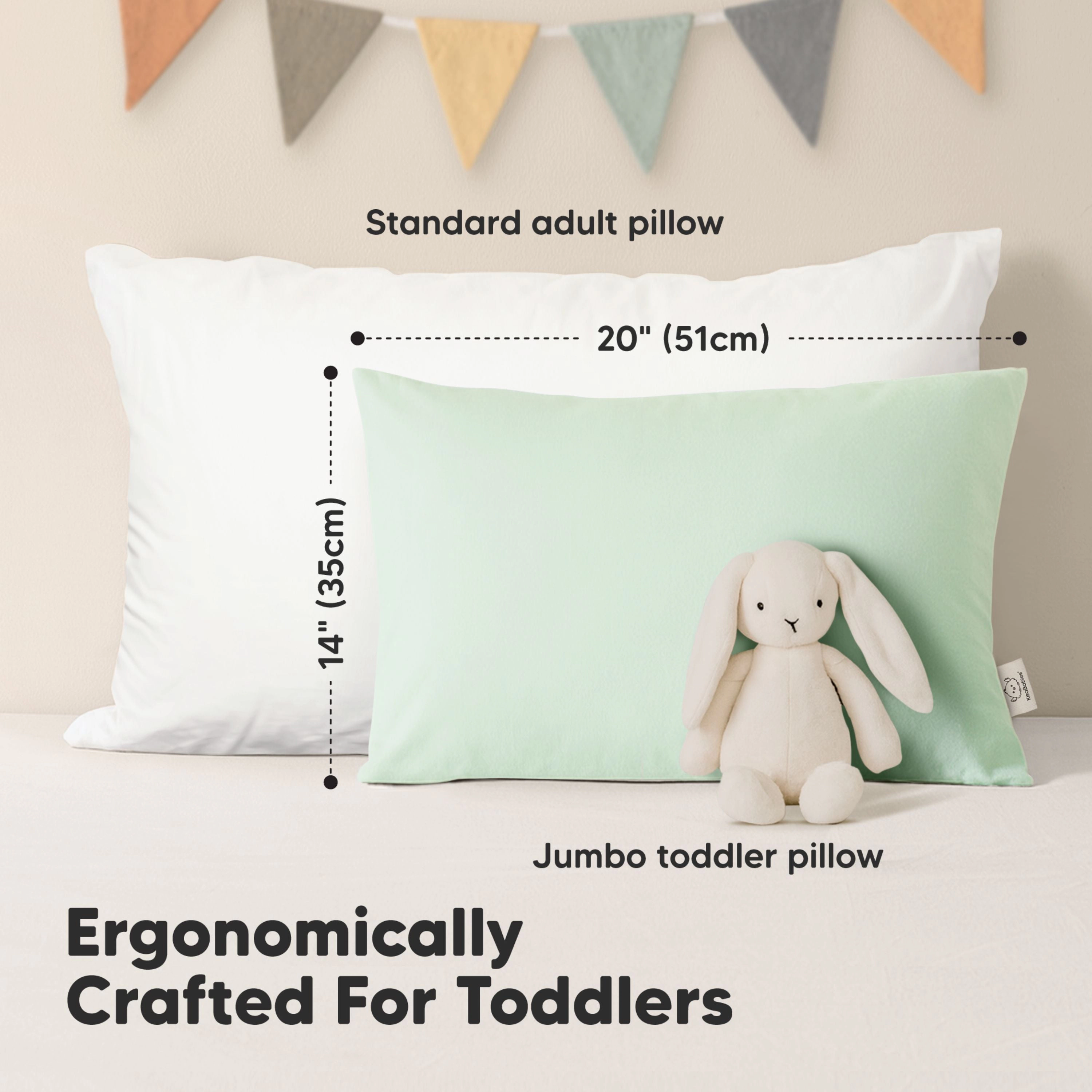 KeaBabies 2-Pack Jumbo Toddler Pillows Without Pillowcase