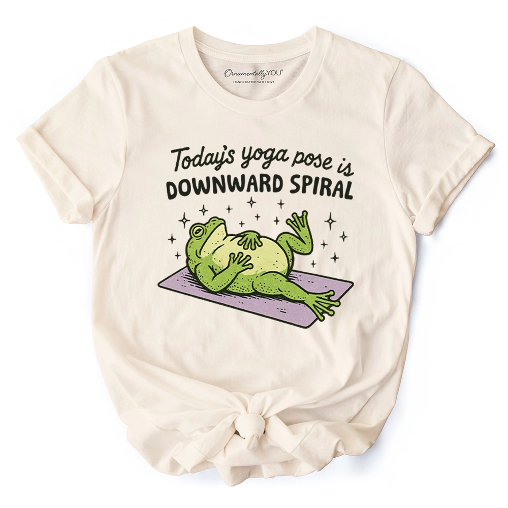 OrnamentallyYou Unisex Funny Yoga Frog Downward Spiral T-Shirt
